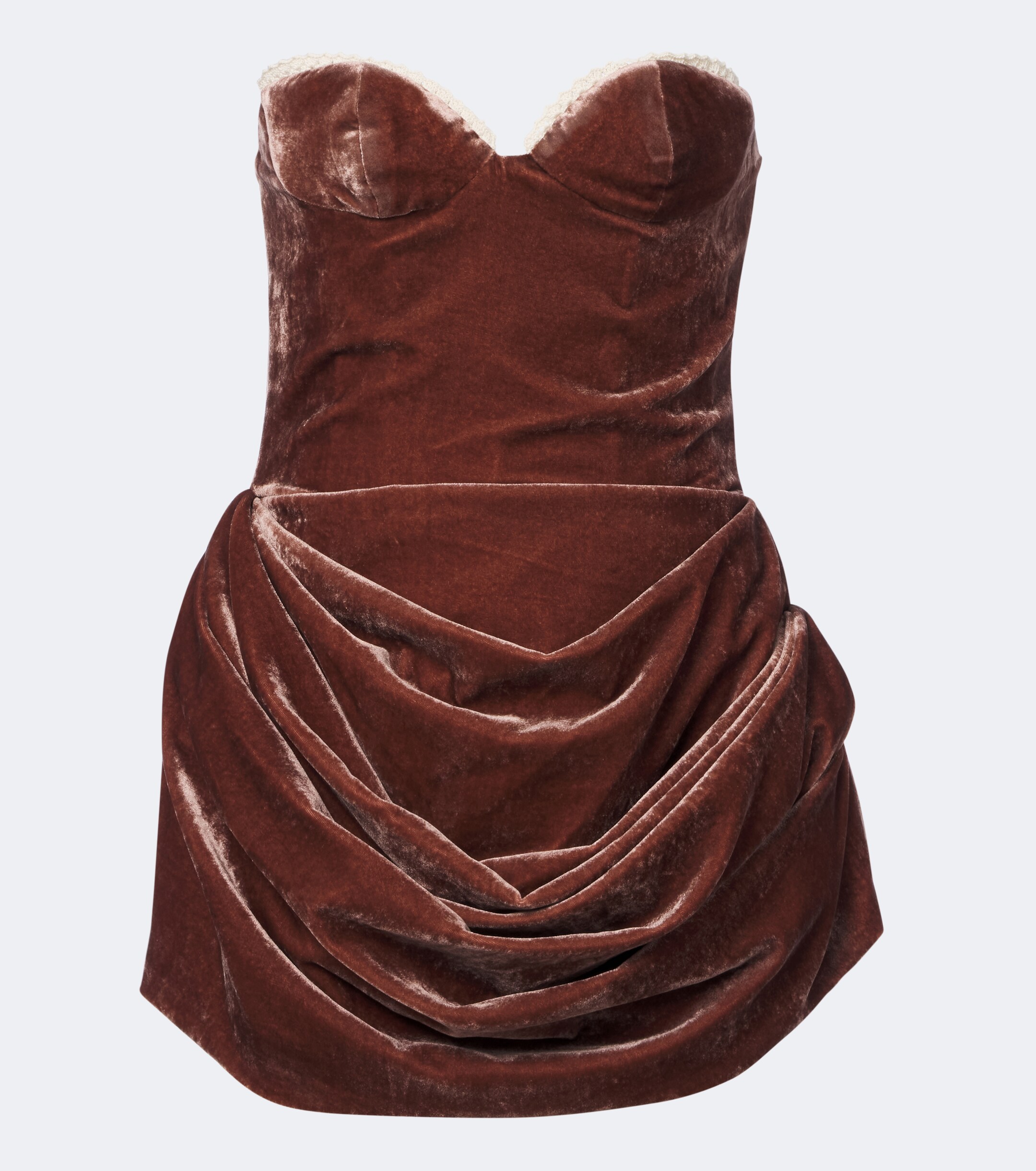 Magda Butrym Magda Butrym Crochet-trimmed ruched velvet minidress