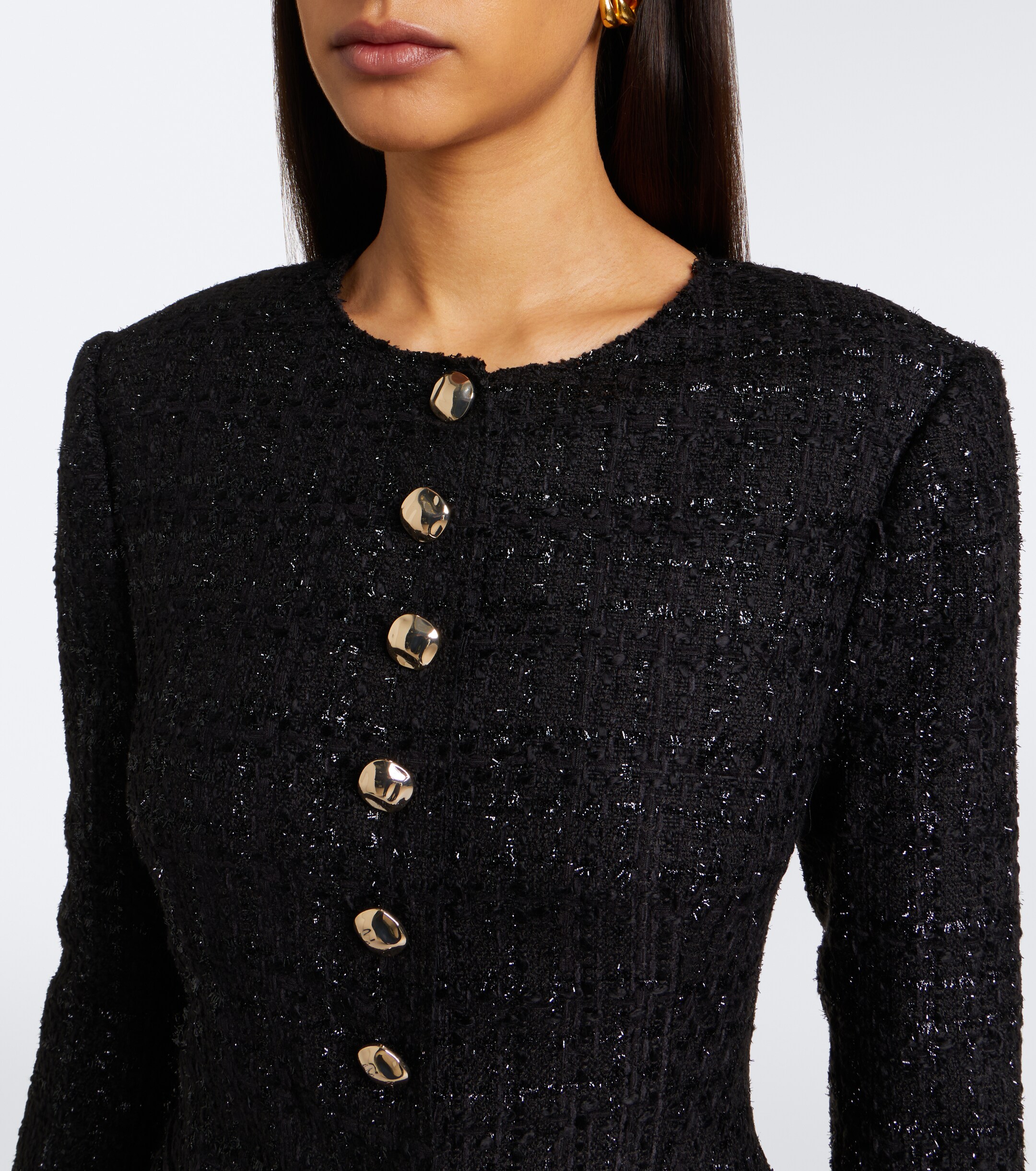 SIMKHAI Simkhai Claudina pleated tweed lamé blazer dress