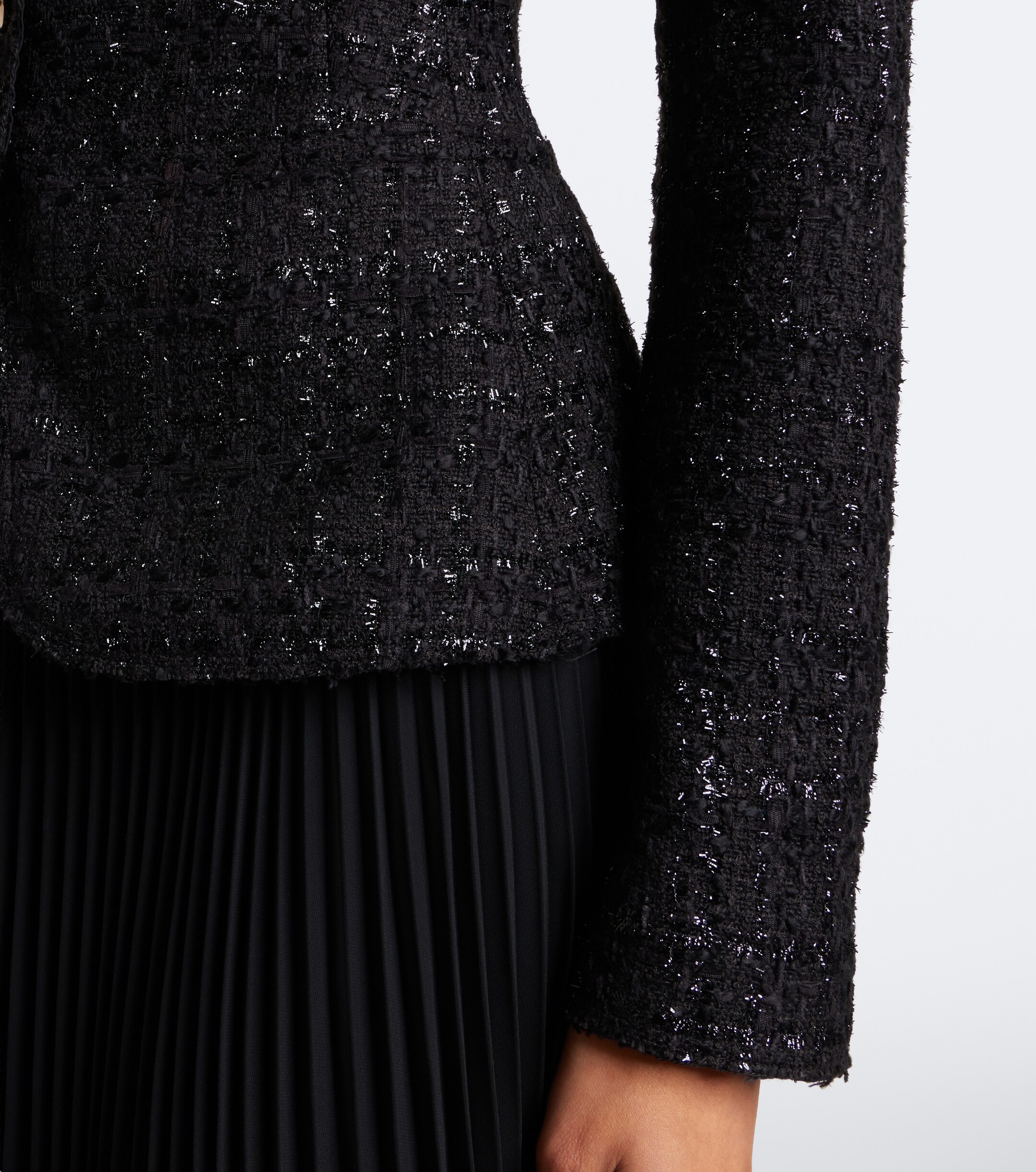 SIMKHAI Simkhai Claudina pleated tweed lamé blazer dress