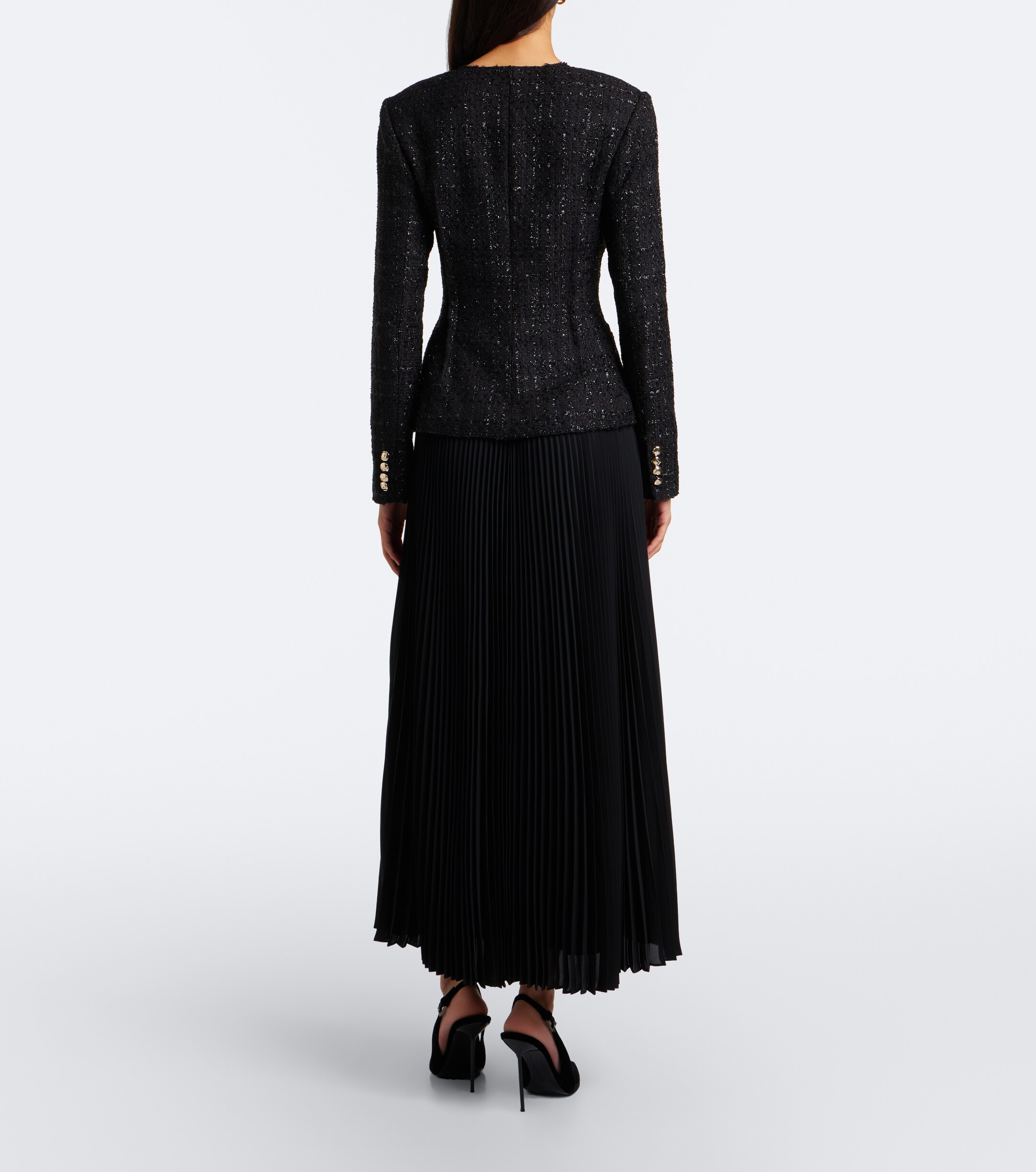 SIMKHAI Simkhai Claudina pleated tweed lamé blazer dress