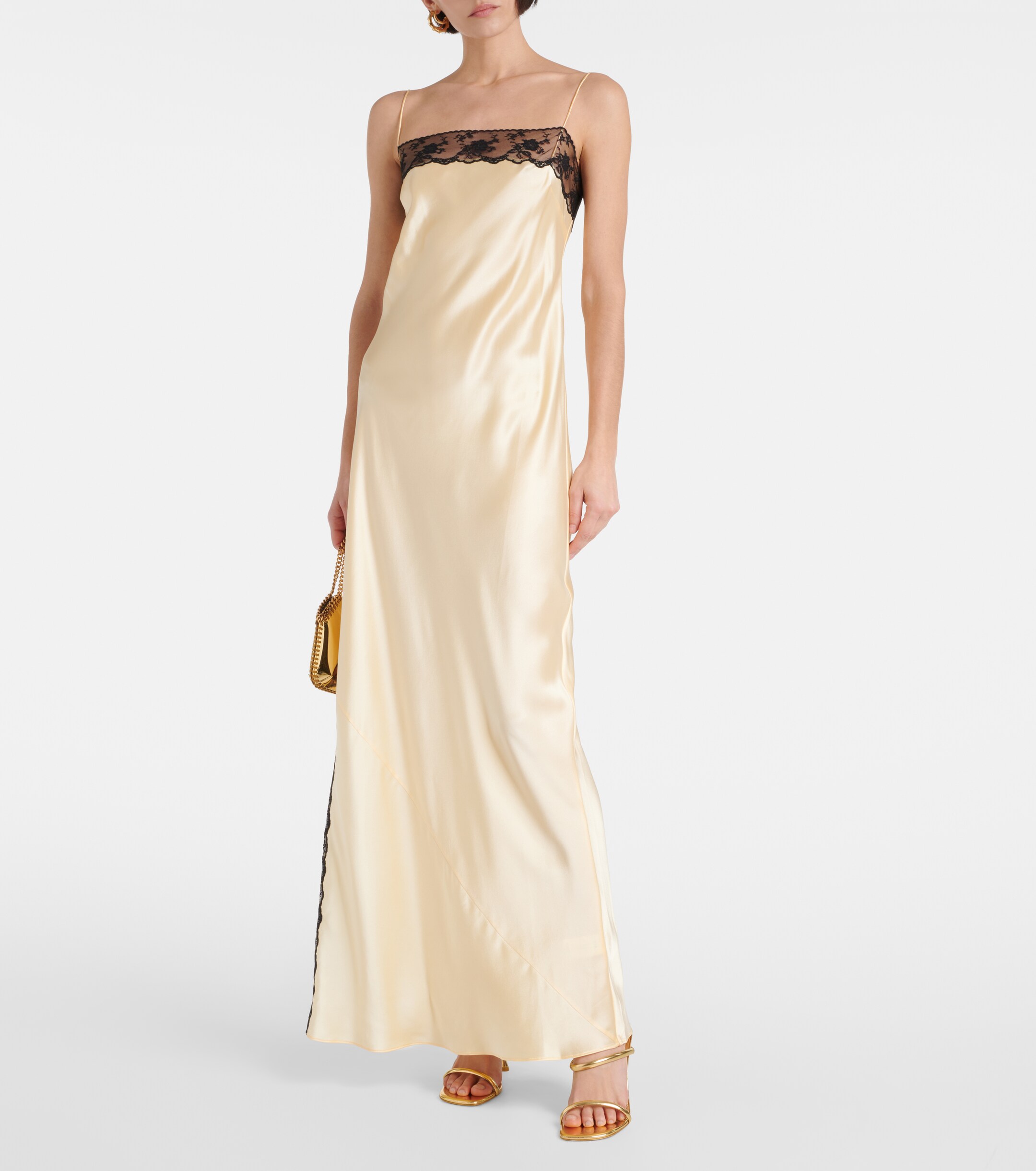 SIR. Aries lace-trimmed silk slip dress