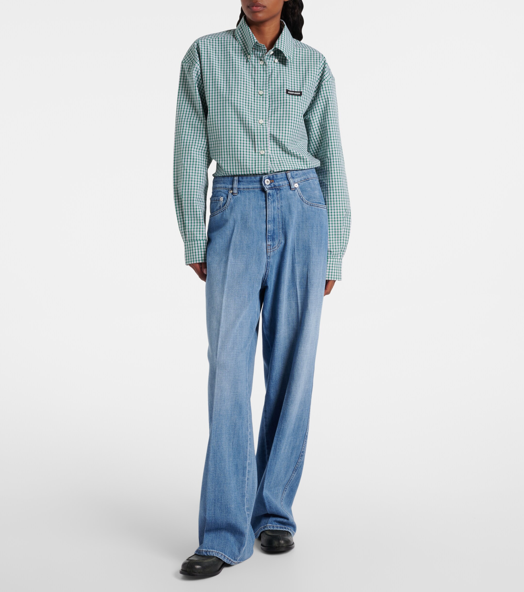 Miu Miu - Logo mid-rise wide-leg jeans | Plush