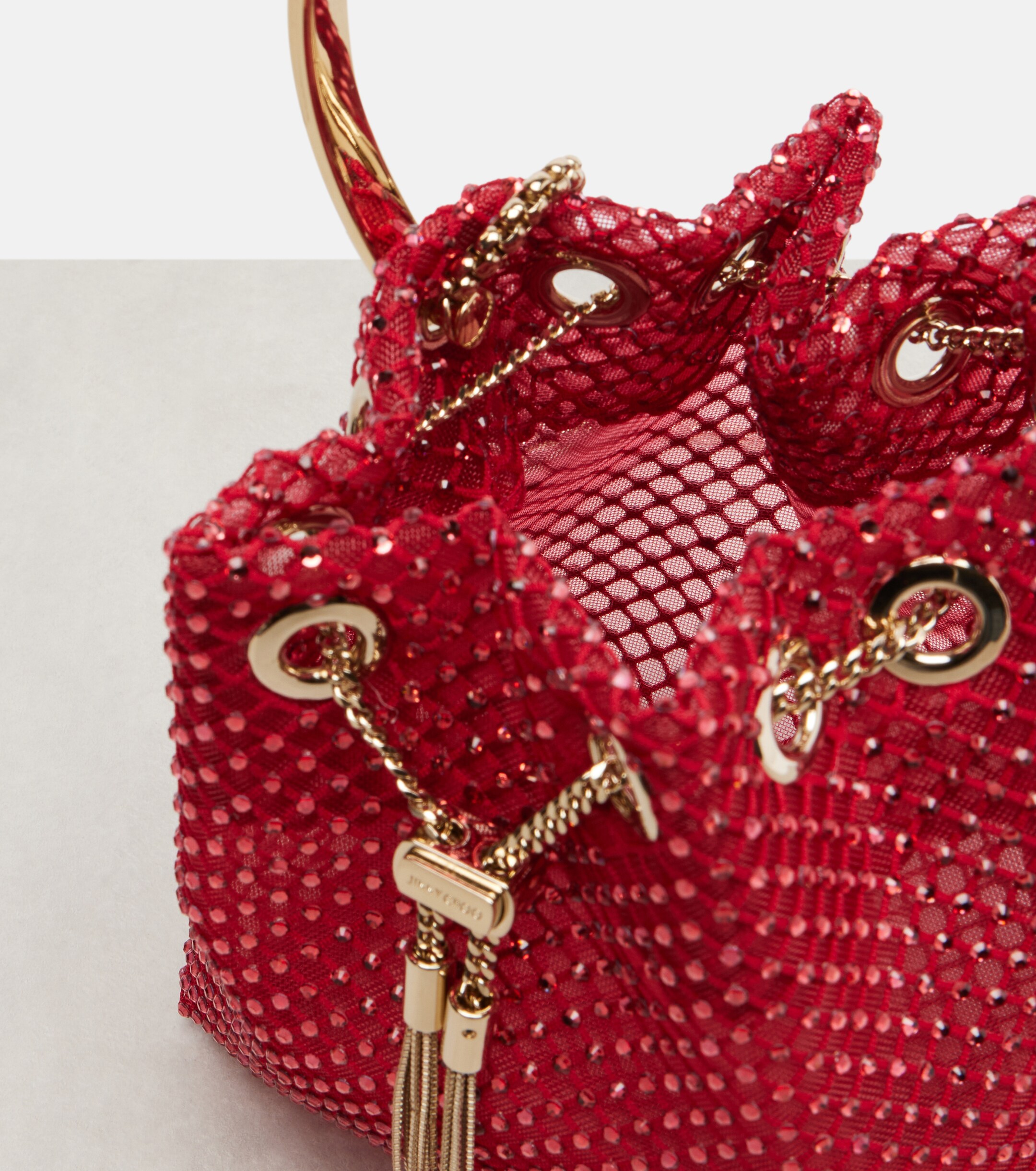 JIMMY CHOO Bon Bon embellished satin bucket bag