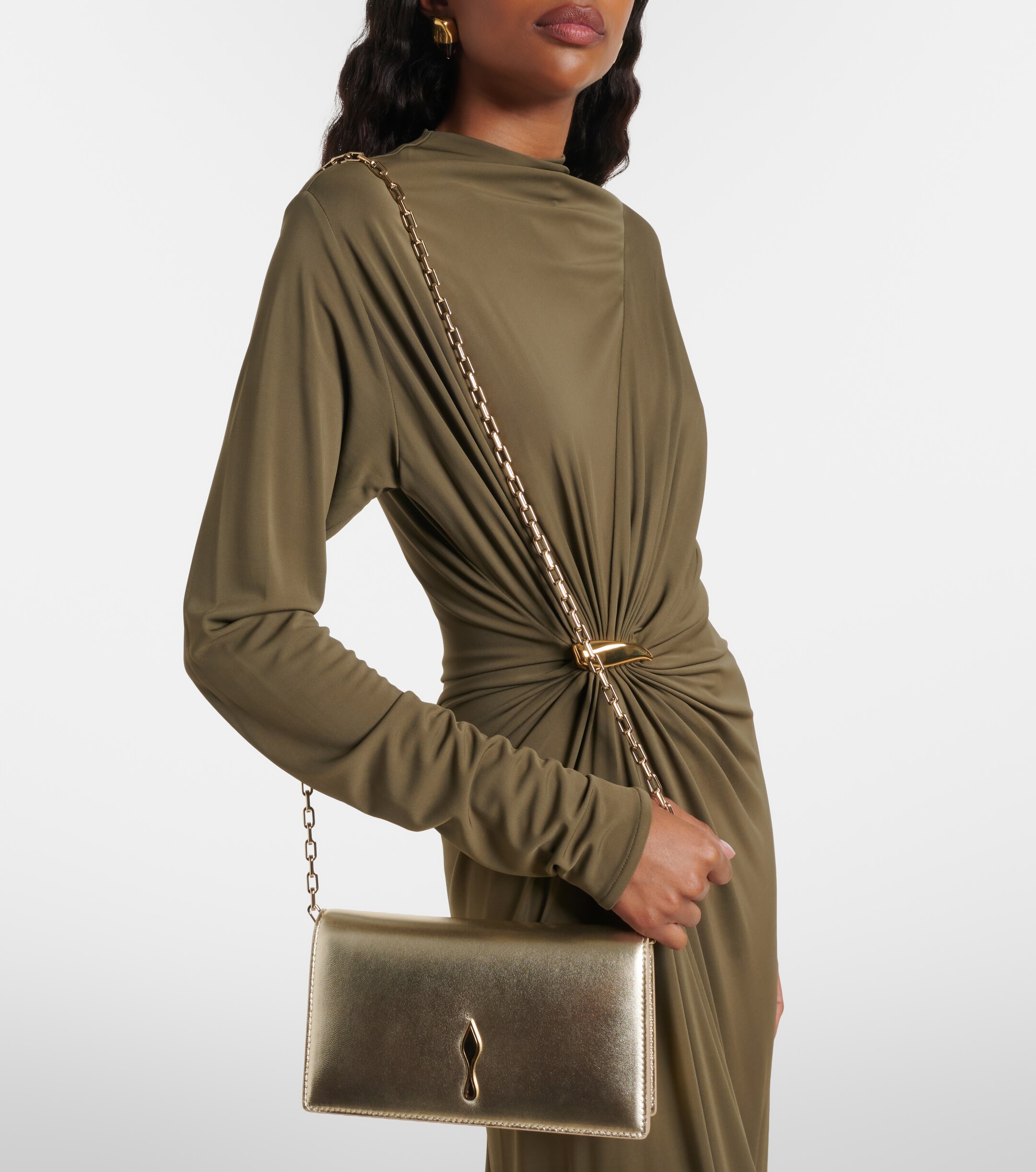 CHRISTIAN LOUBOUTIN Bettina Small metallic leather clutch