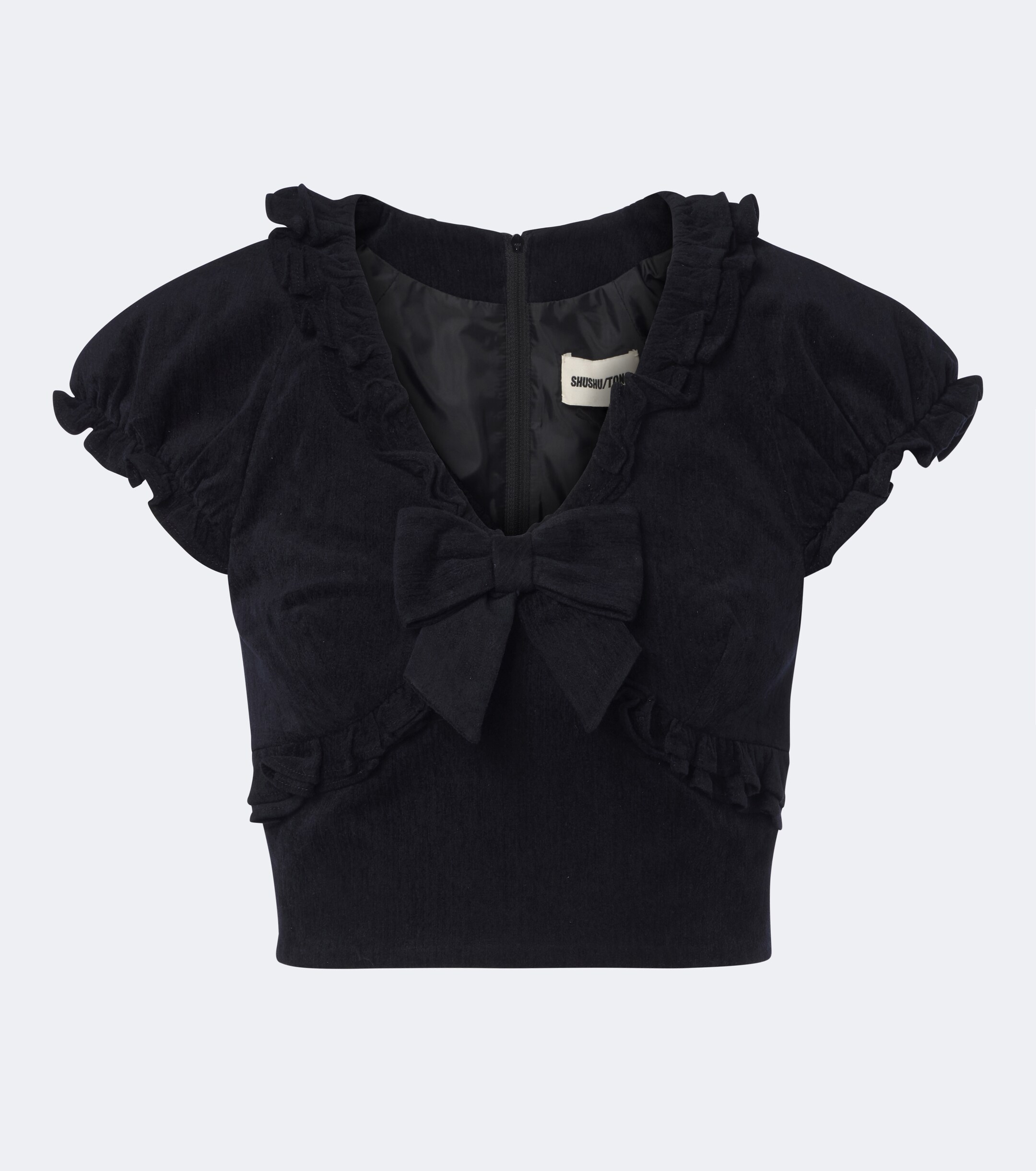 SHUSHU/TONG Shushu/Tong Embellished ruffled cotton-blend top