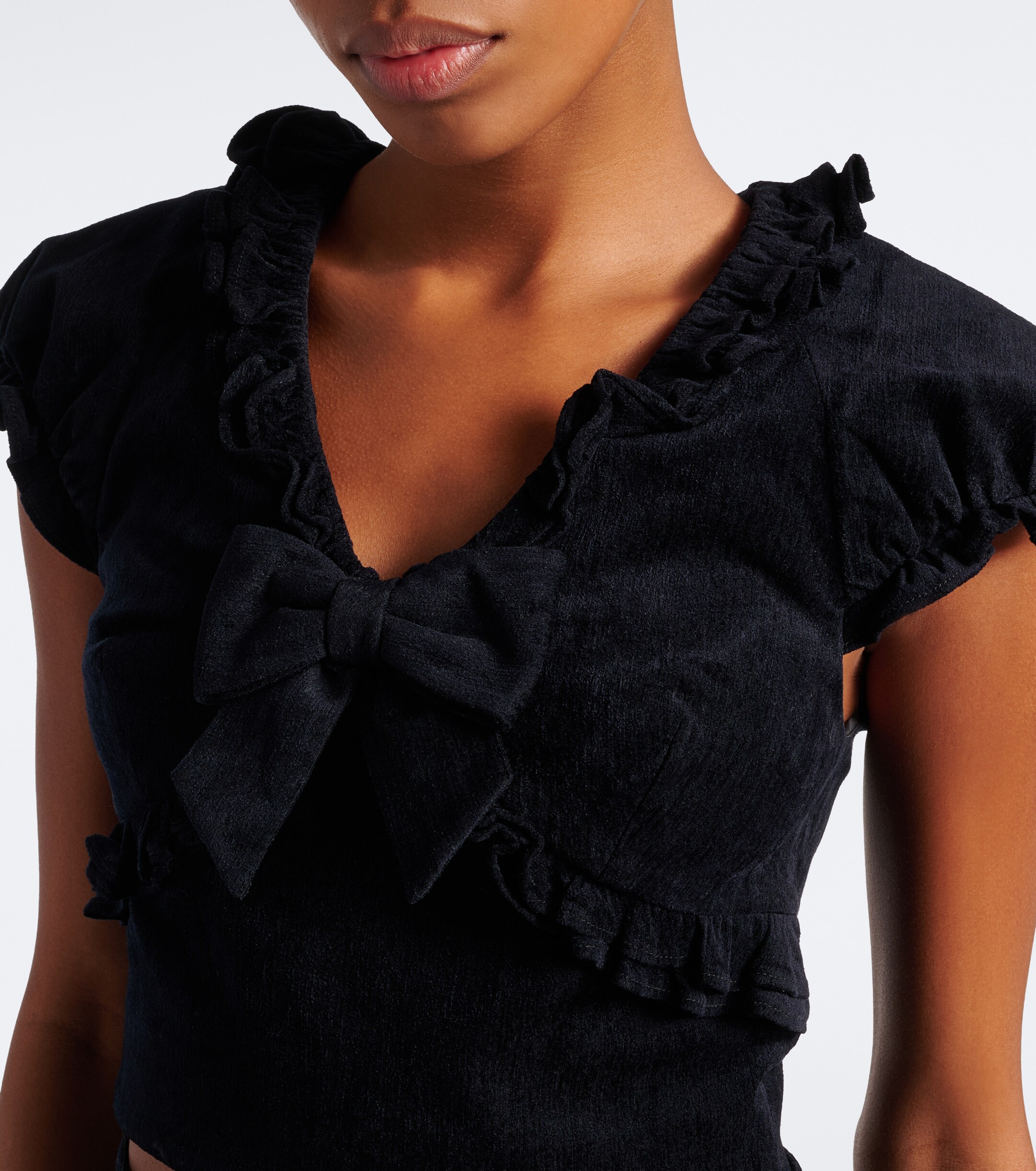 SHUSHU/TONG Shushu/Tong Embellished ruffled cotton-blend top