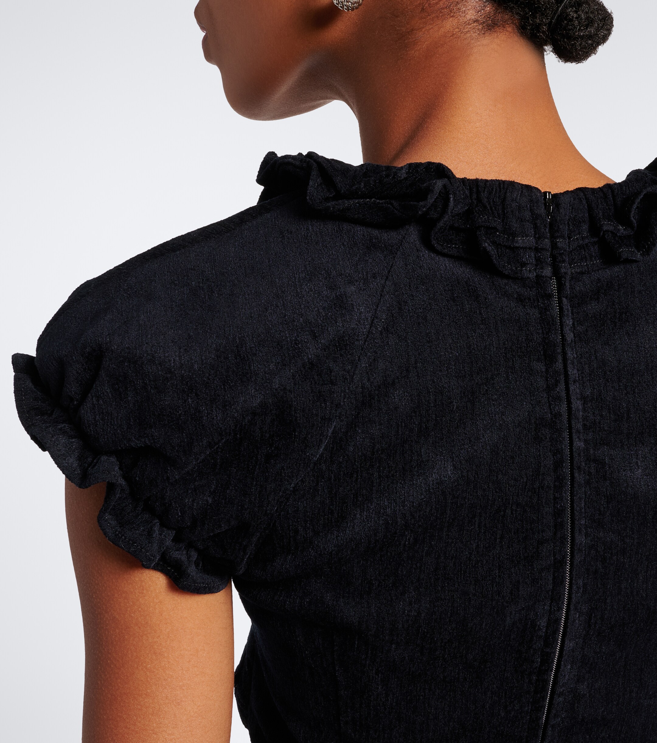 SHUSHU/TONG Shushu/Tong Embellished ruffled cotton-blend top