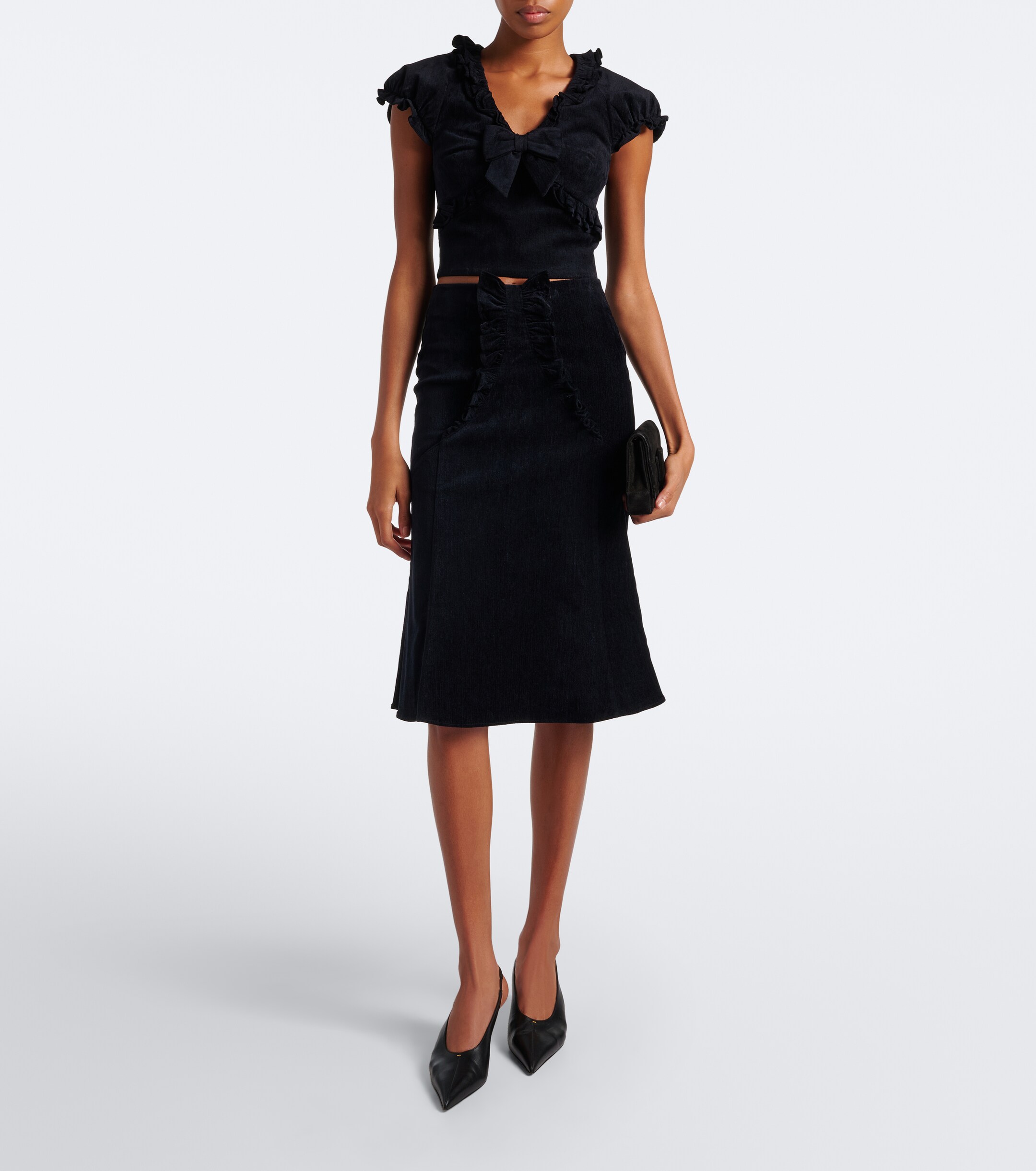 SHUSHU/TONG Shushu/Tong Embellished ruffled cotton-blend top