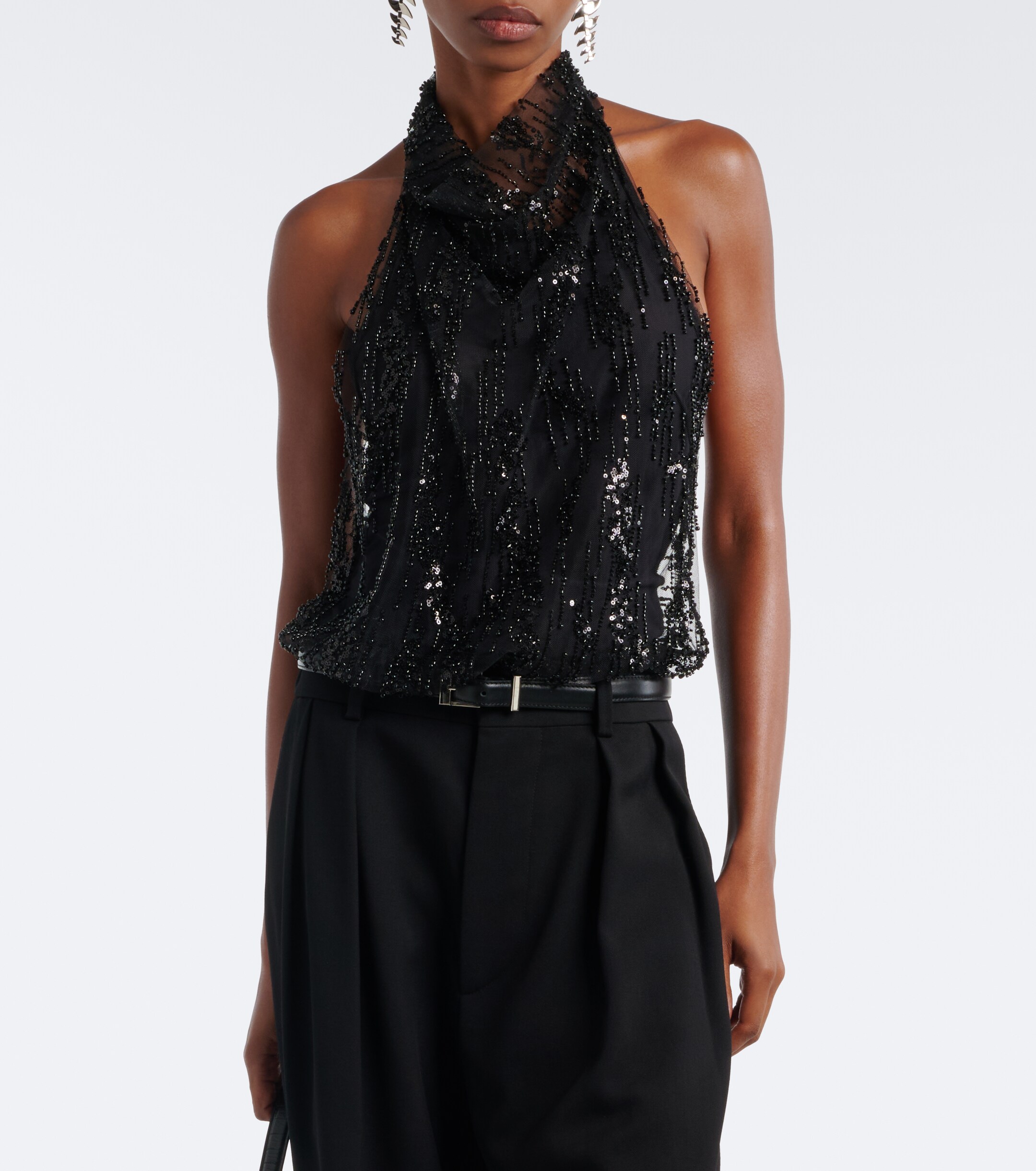 Staud Staud Monay embellished halterneck bodysuit