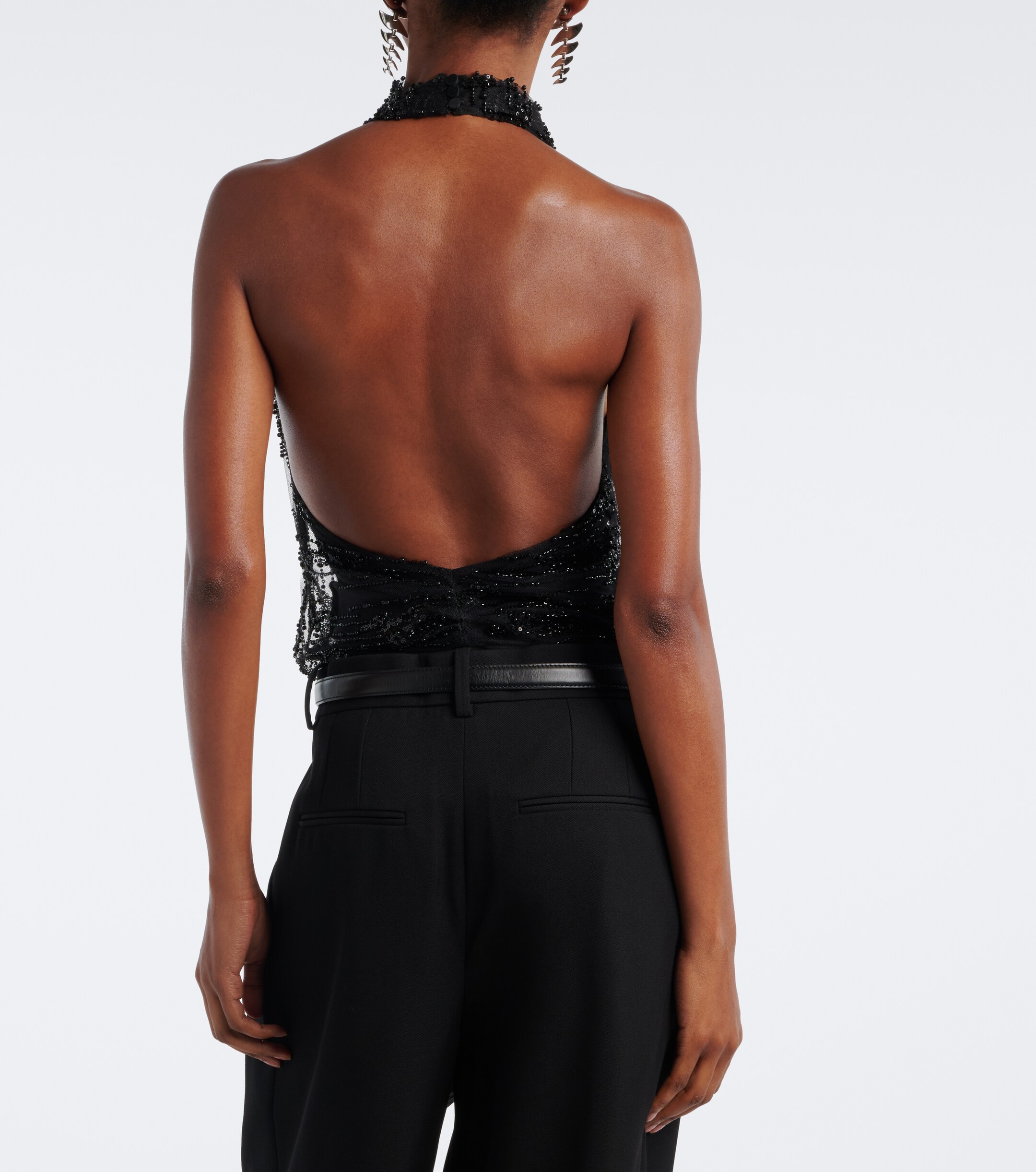 Staud Staud Monay embellished halterneck bodysuit