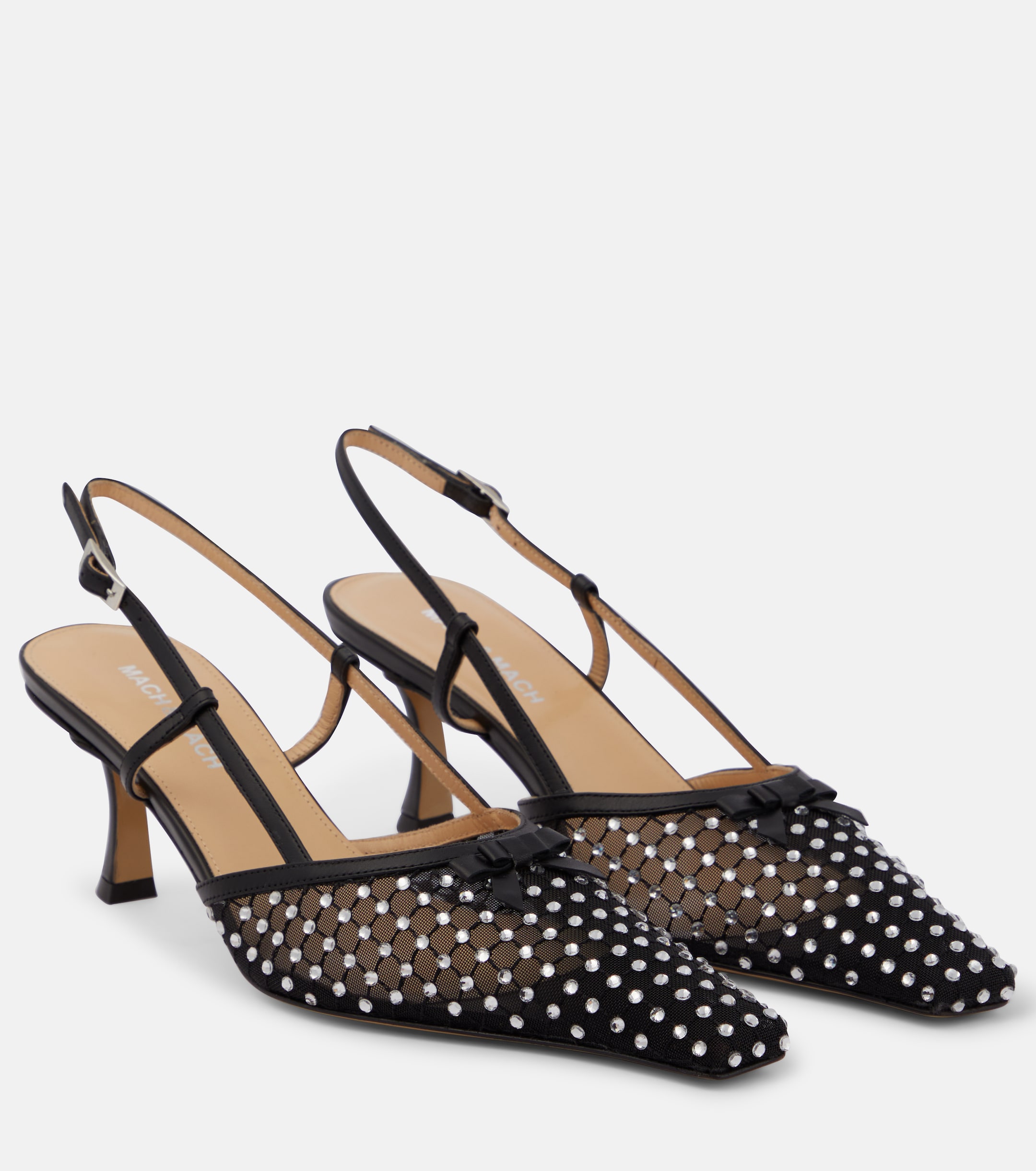MACH & MACH Crystal-embellished slingback pumps
