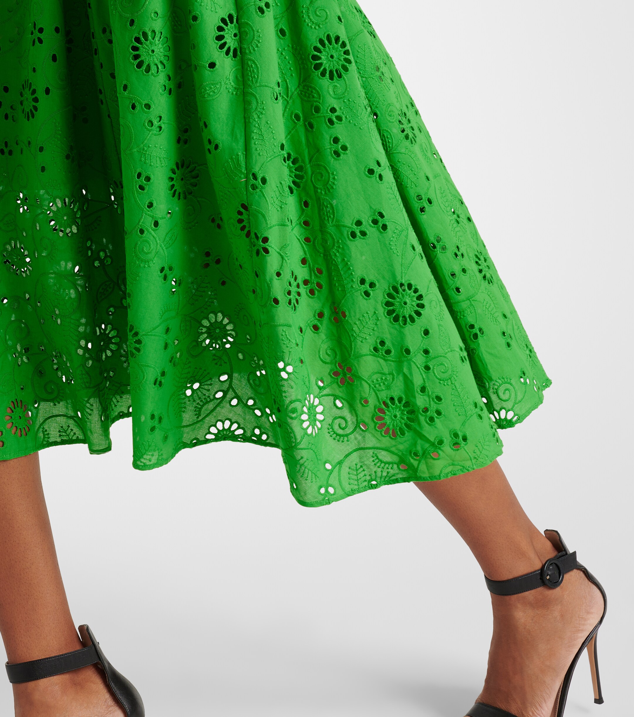 Carolina Herrera Openwork embroidered cotton midi dress