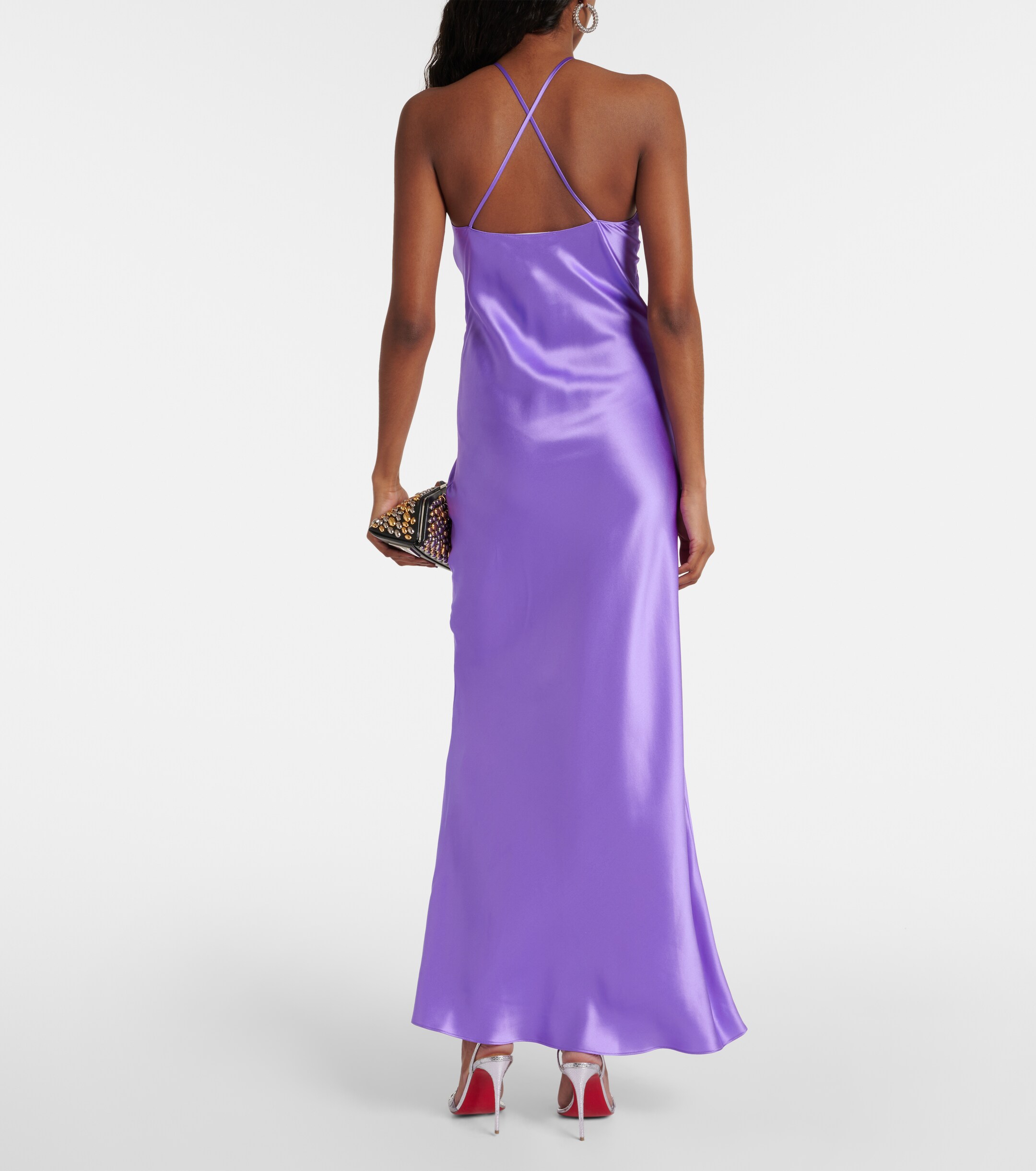 Rodarte Floral-appliqué silk charmeuse gown