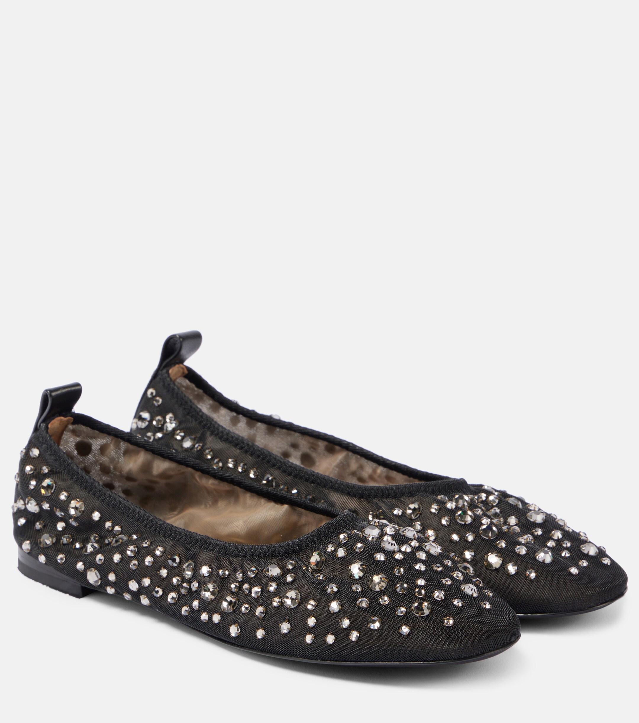 Tory Burch Crystal-embellished mesh ballet flats