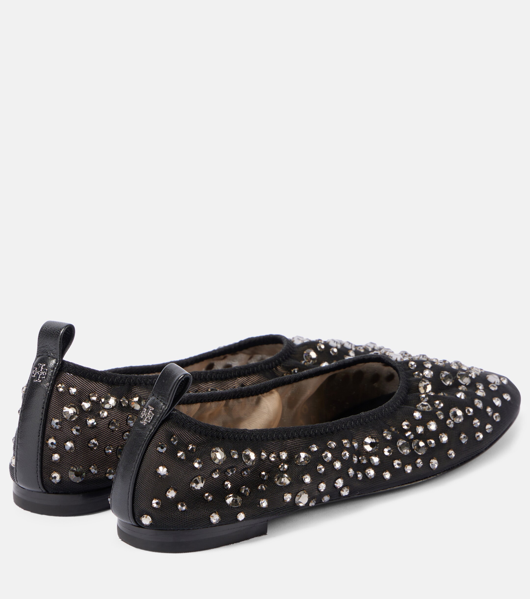 Tory Burch Crystal-embellished mesh ballet flats thumbnail