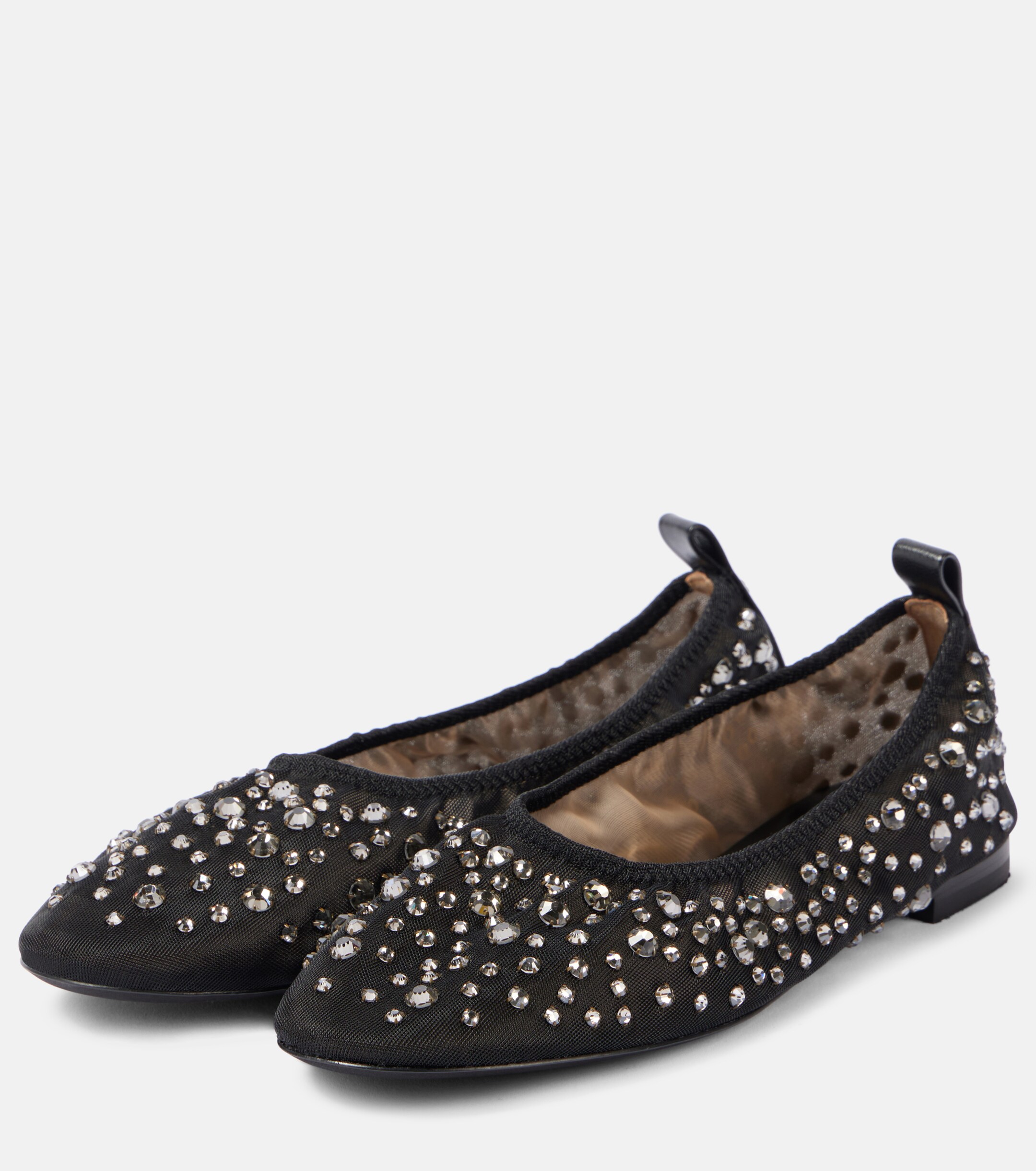 Tory Burch Crystal-embellished mesh ballet flats thumbnail
