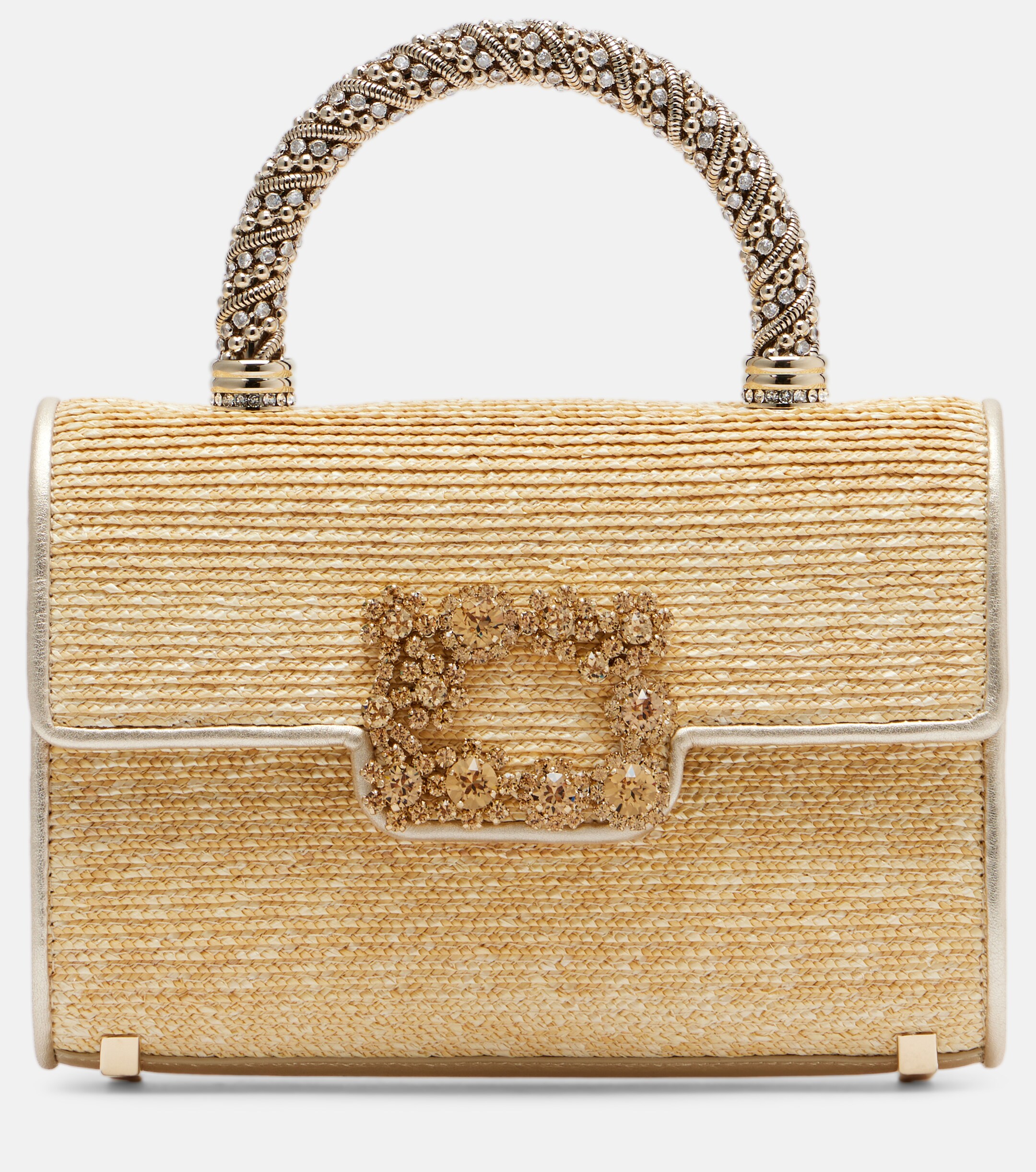 ROGER VIVIER Jewel Efflorescence Mini straw tote bag