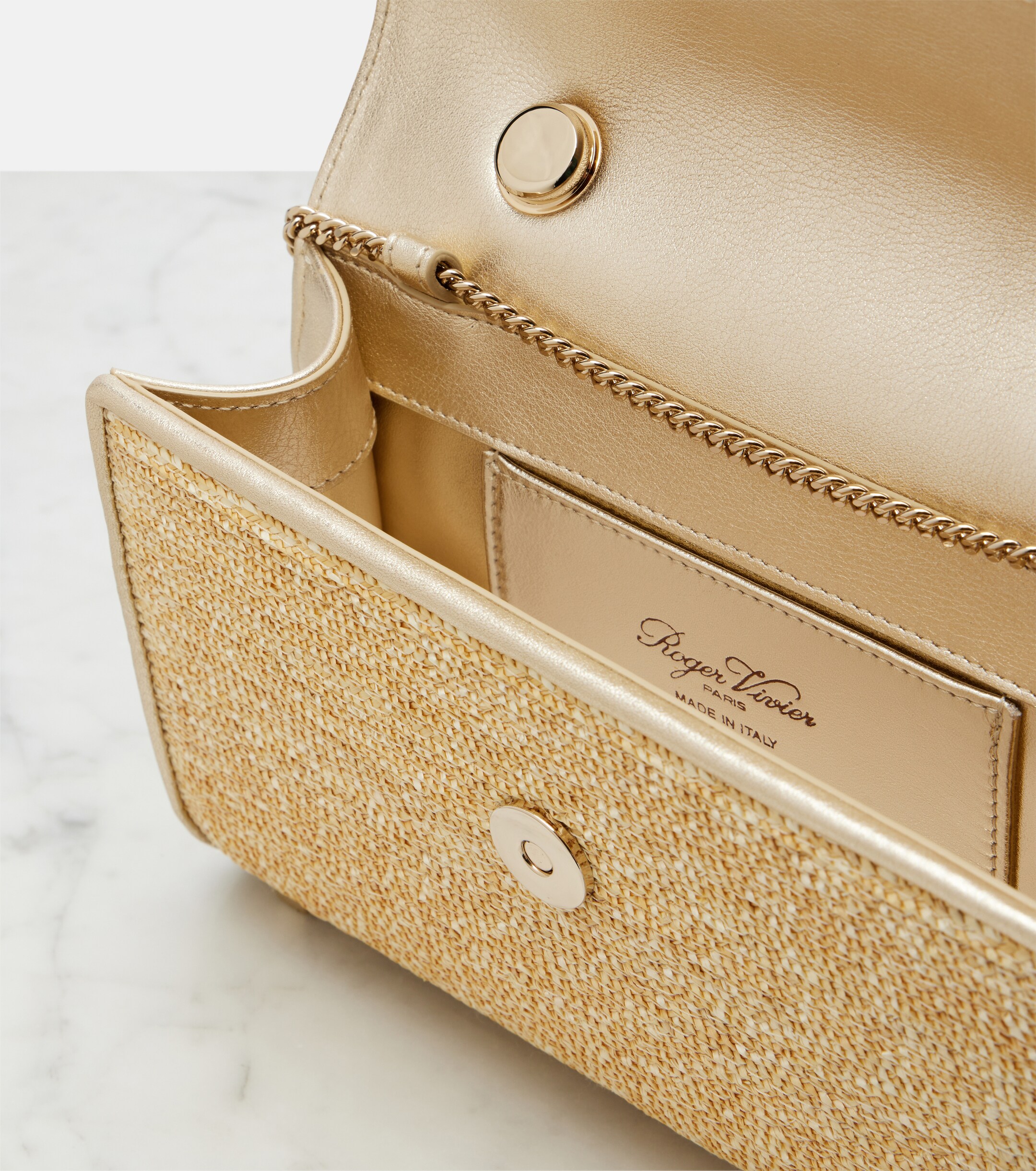 ROGER VIVIER Jewel Efflorescence Mini straw tote bag