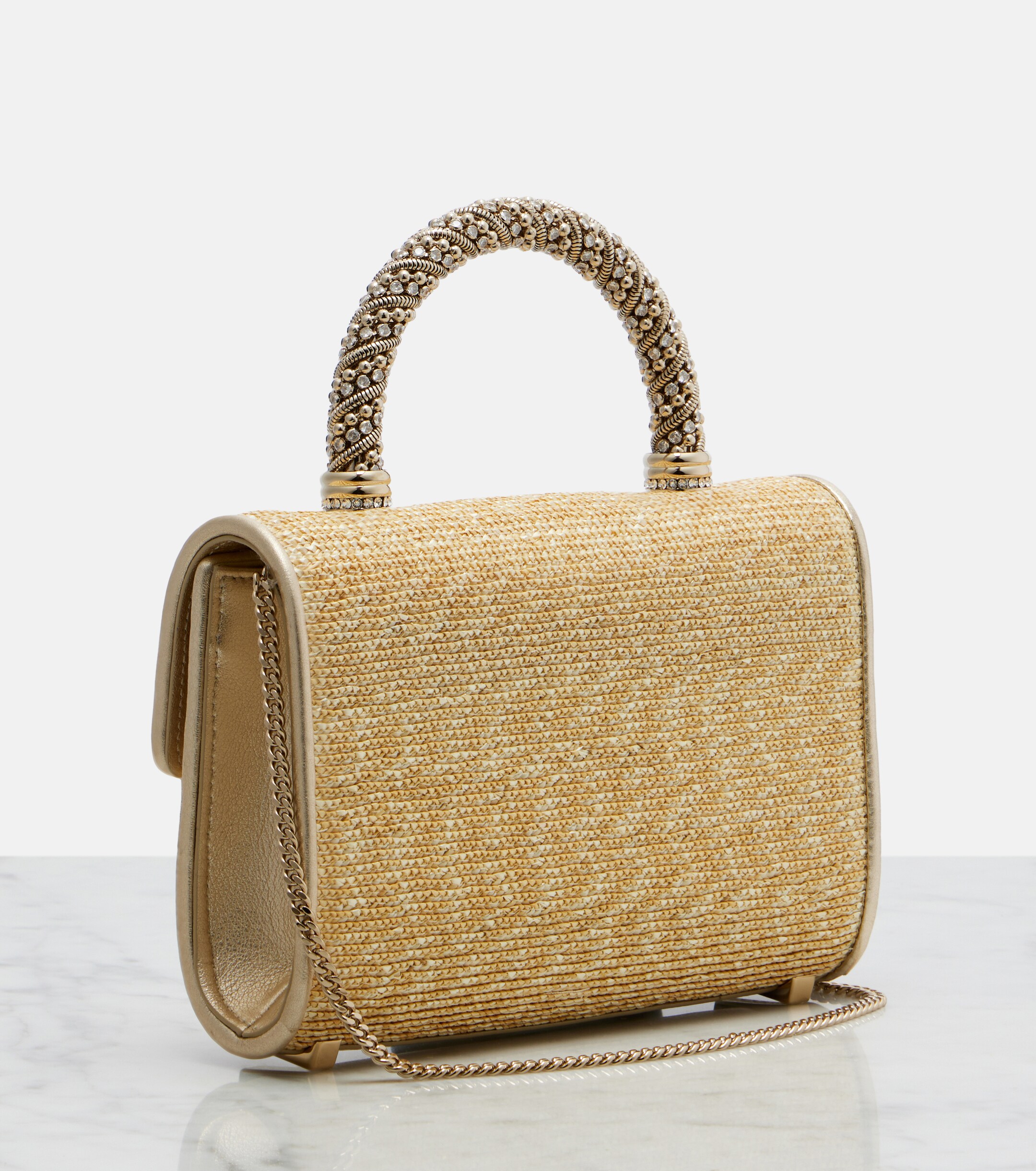 ROGER VIVIER Jewel Efflorescence Mini straw tote bag