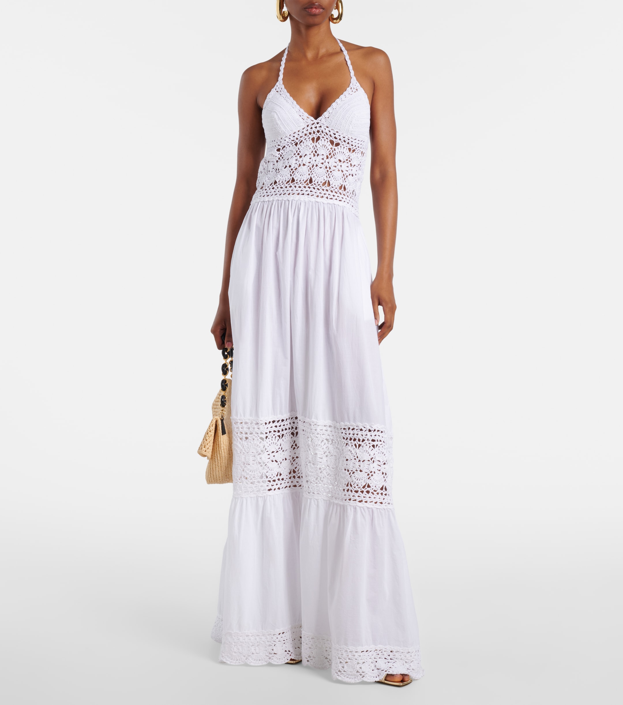 Anna Kosturova - Filigree crochet halterneck maxi dress | Plush