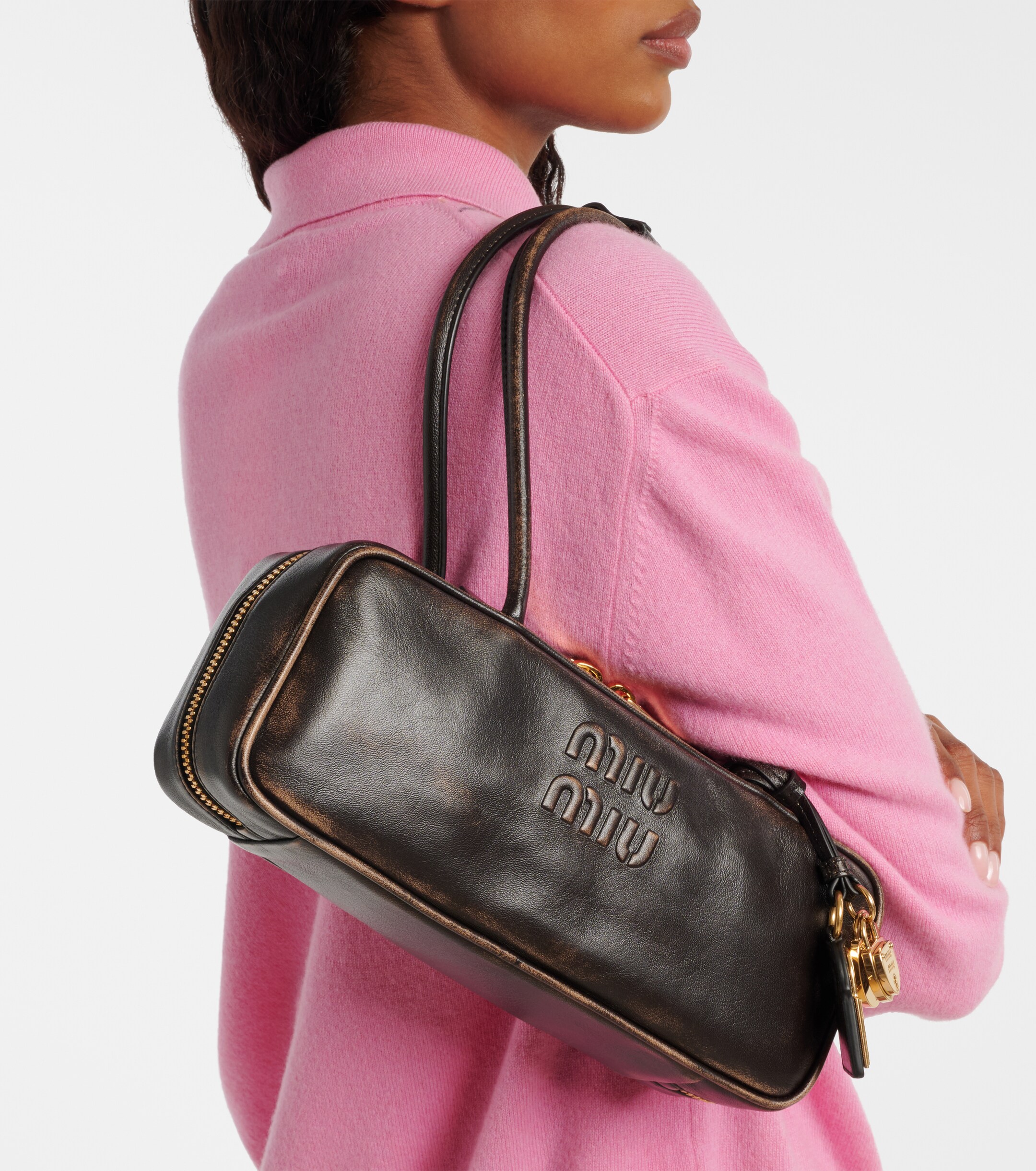 Miu Miu Beau logo leather shoulder bag