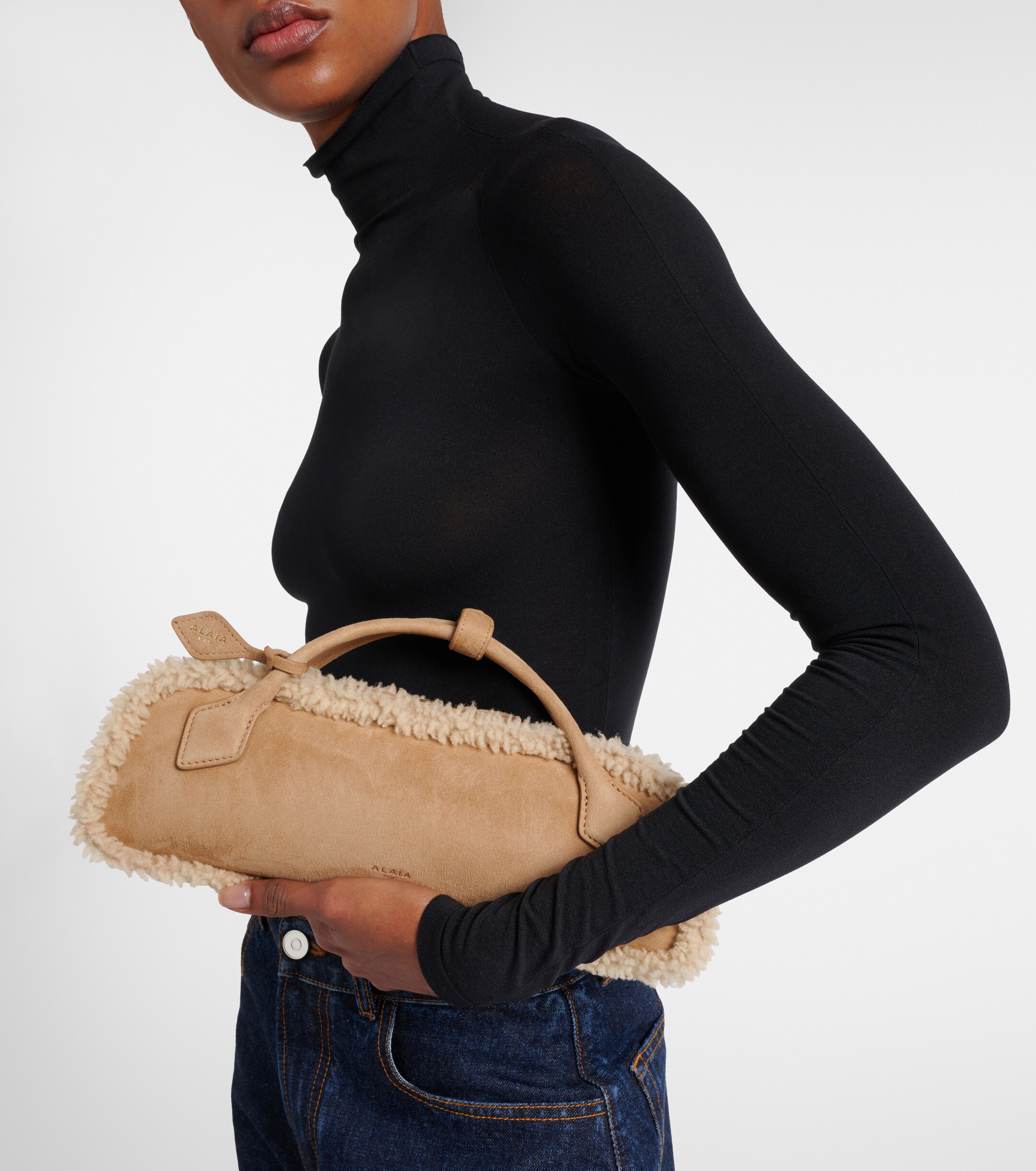 Alaïa Le Teckel Small suede clutch