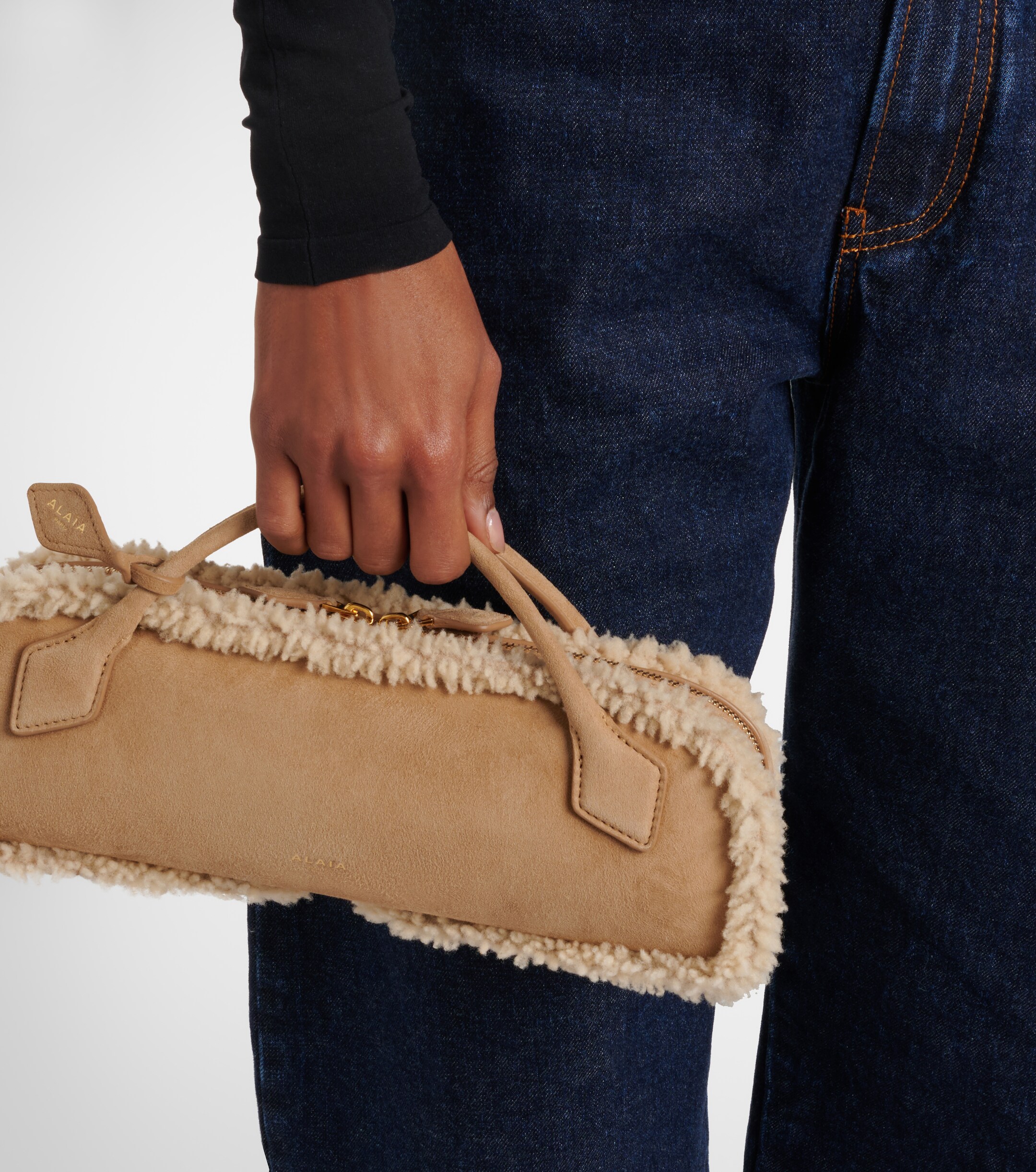 Alaïa Le Teckel Small suede clutch