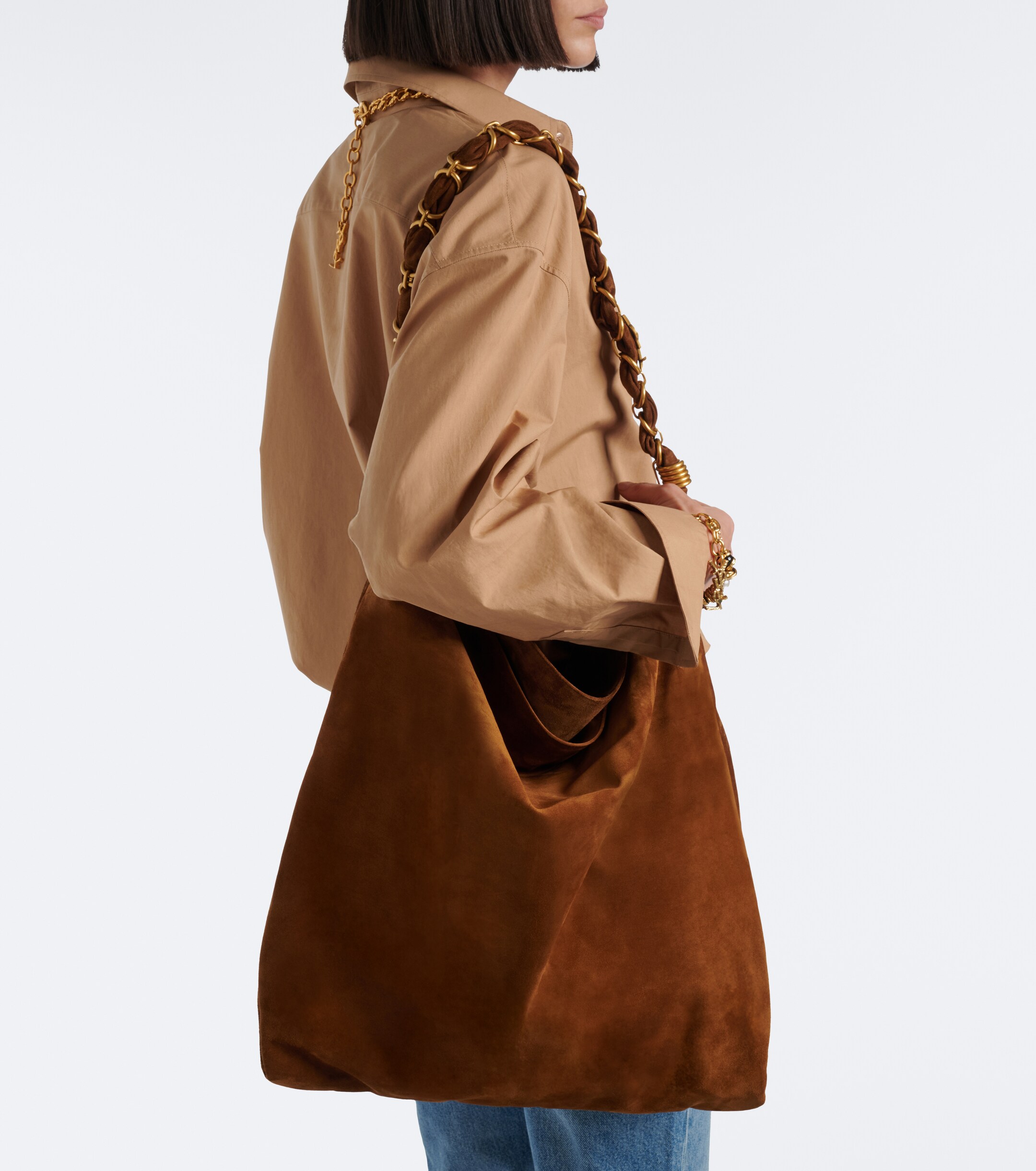 Saint Laurent Amalia Cassandre suede shoulder bag