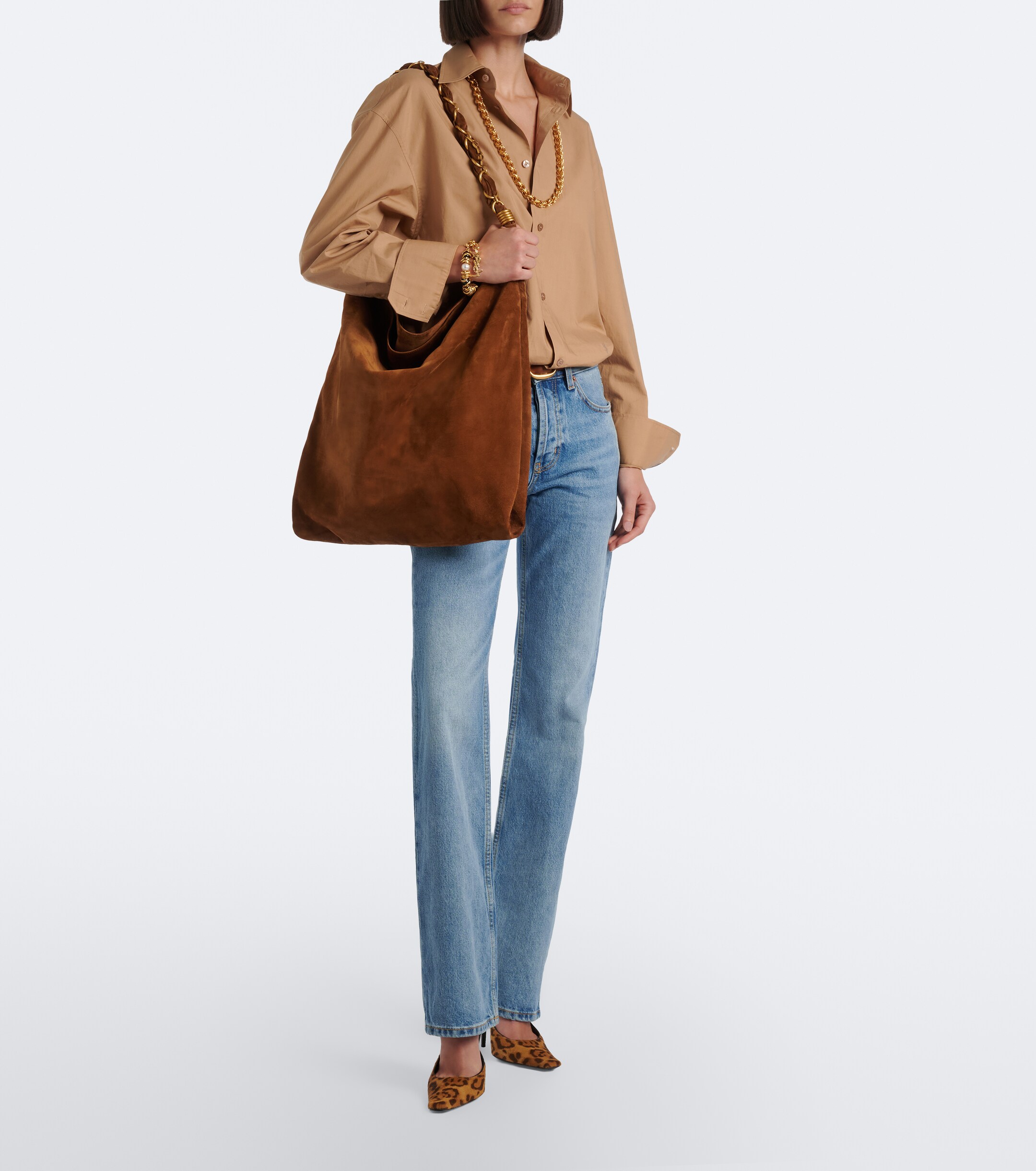 Saint Laurent Amalia Cassandre suede shoulder bag