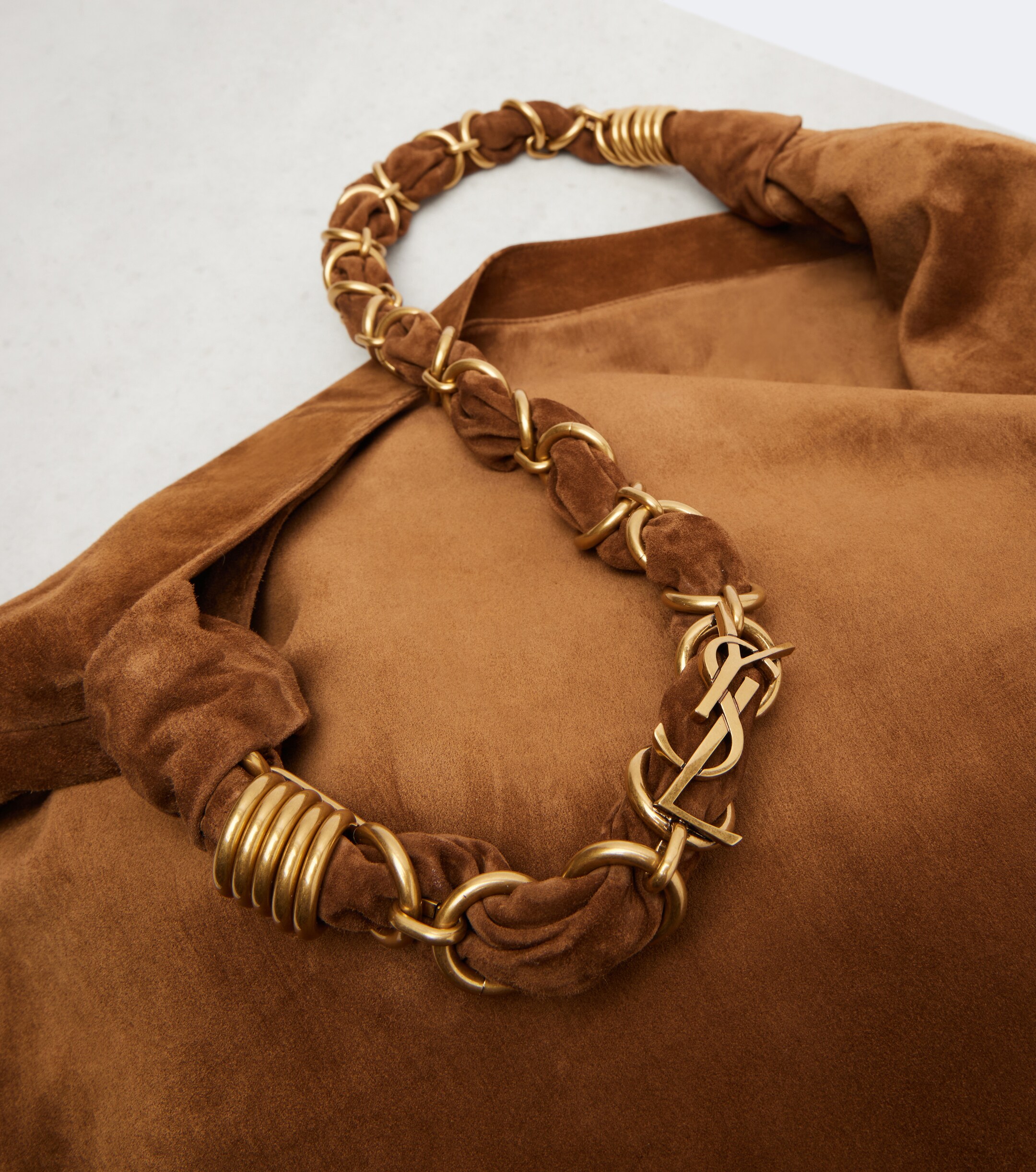 Saint Laurent Amalia Cassandre suede shoulder bag