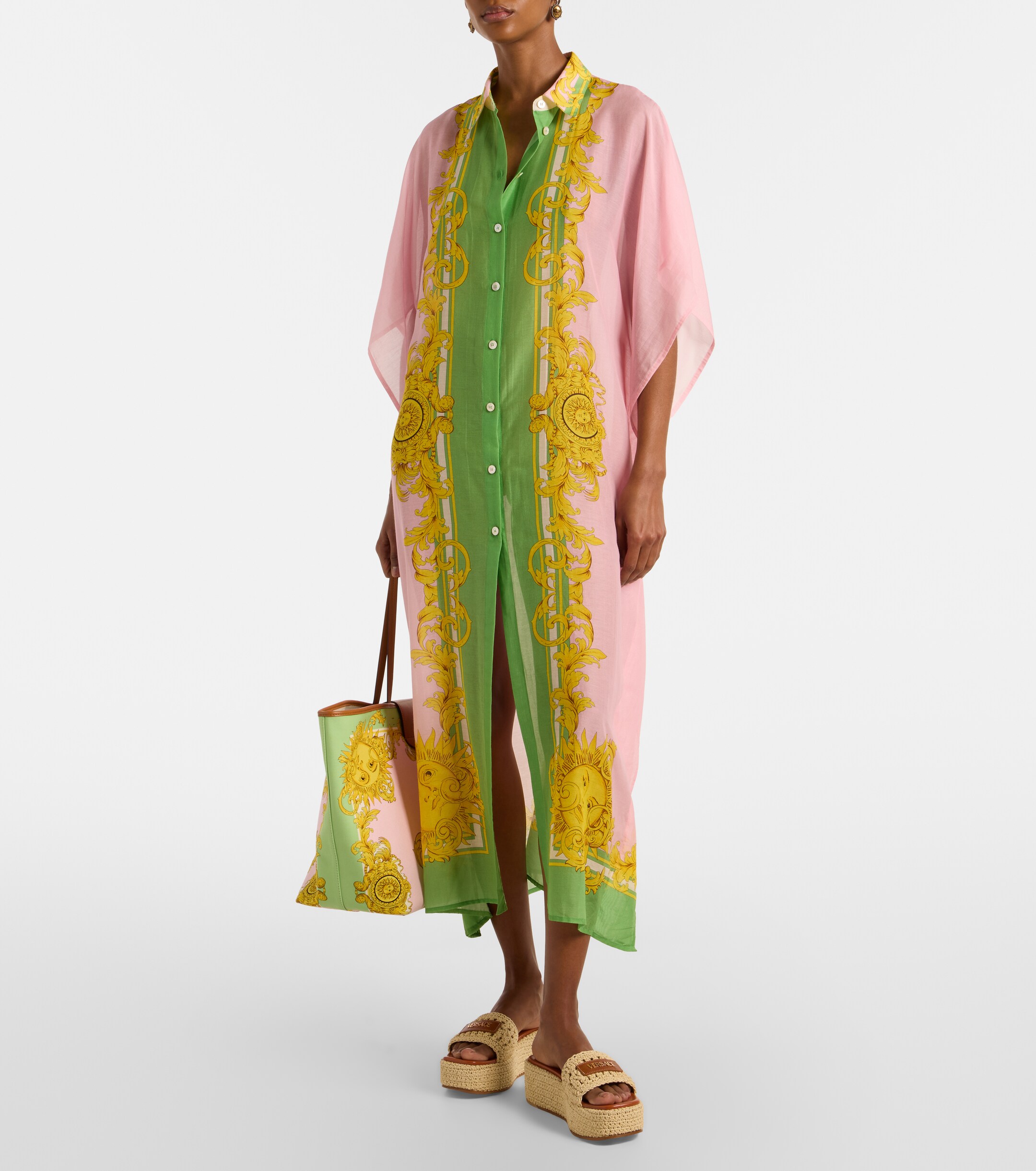 Versace Versace Printed cotton and silk voile kaftan