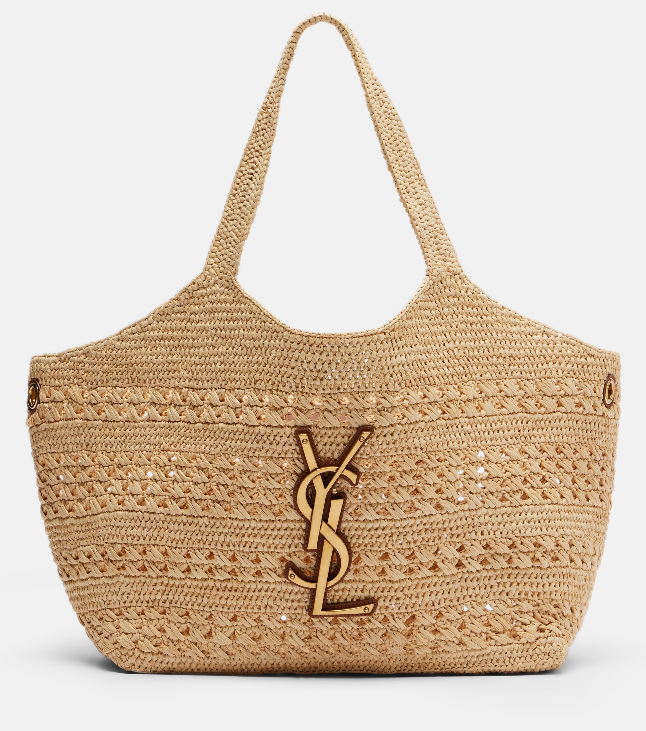 Saint Laurent Icare Medium crochet raffia tote bag