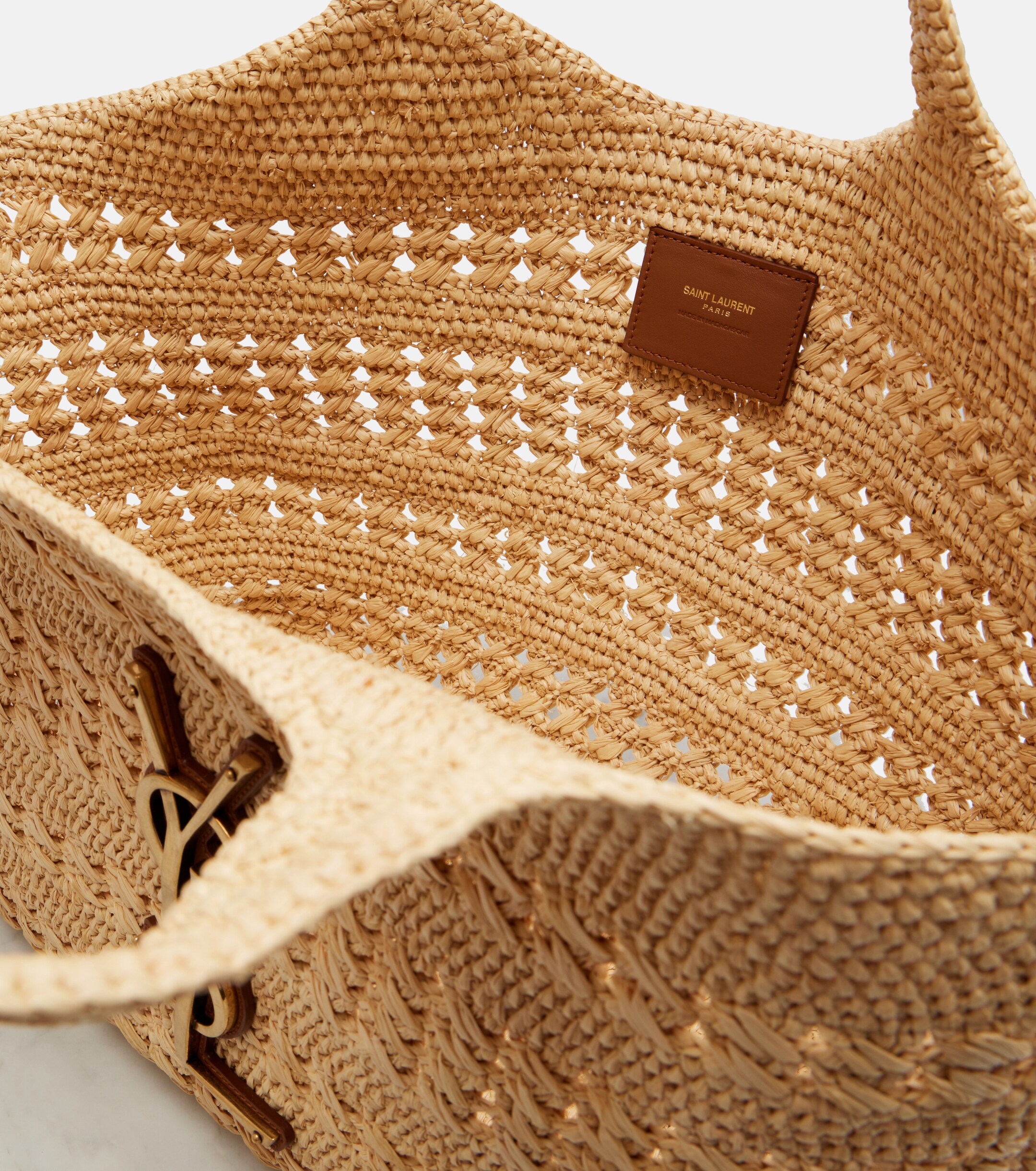 Saint Laurent Icare Medium crochet raffia tote bag