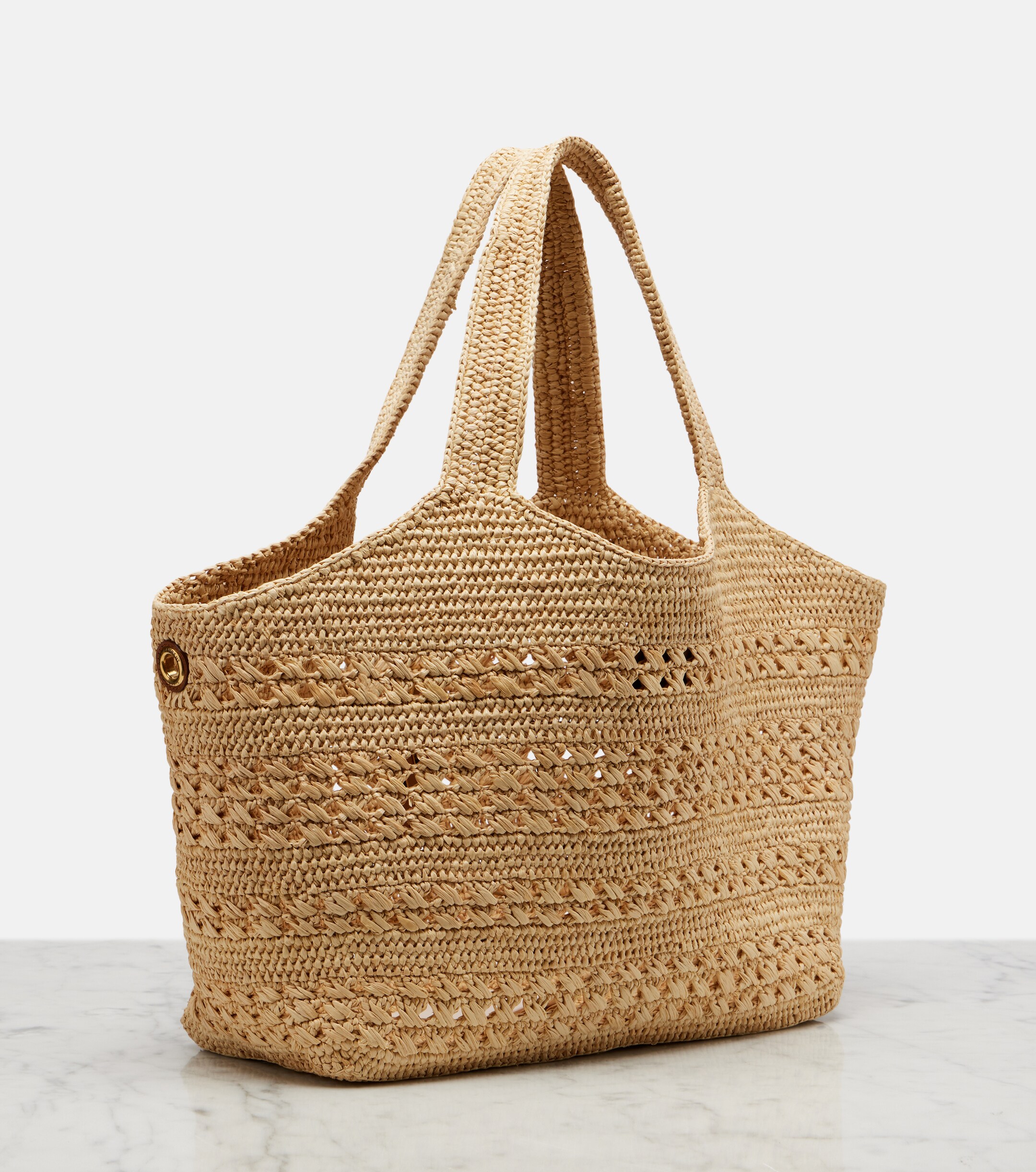 Saint Laurent Icare Medium crochet raffia tote bag