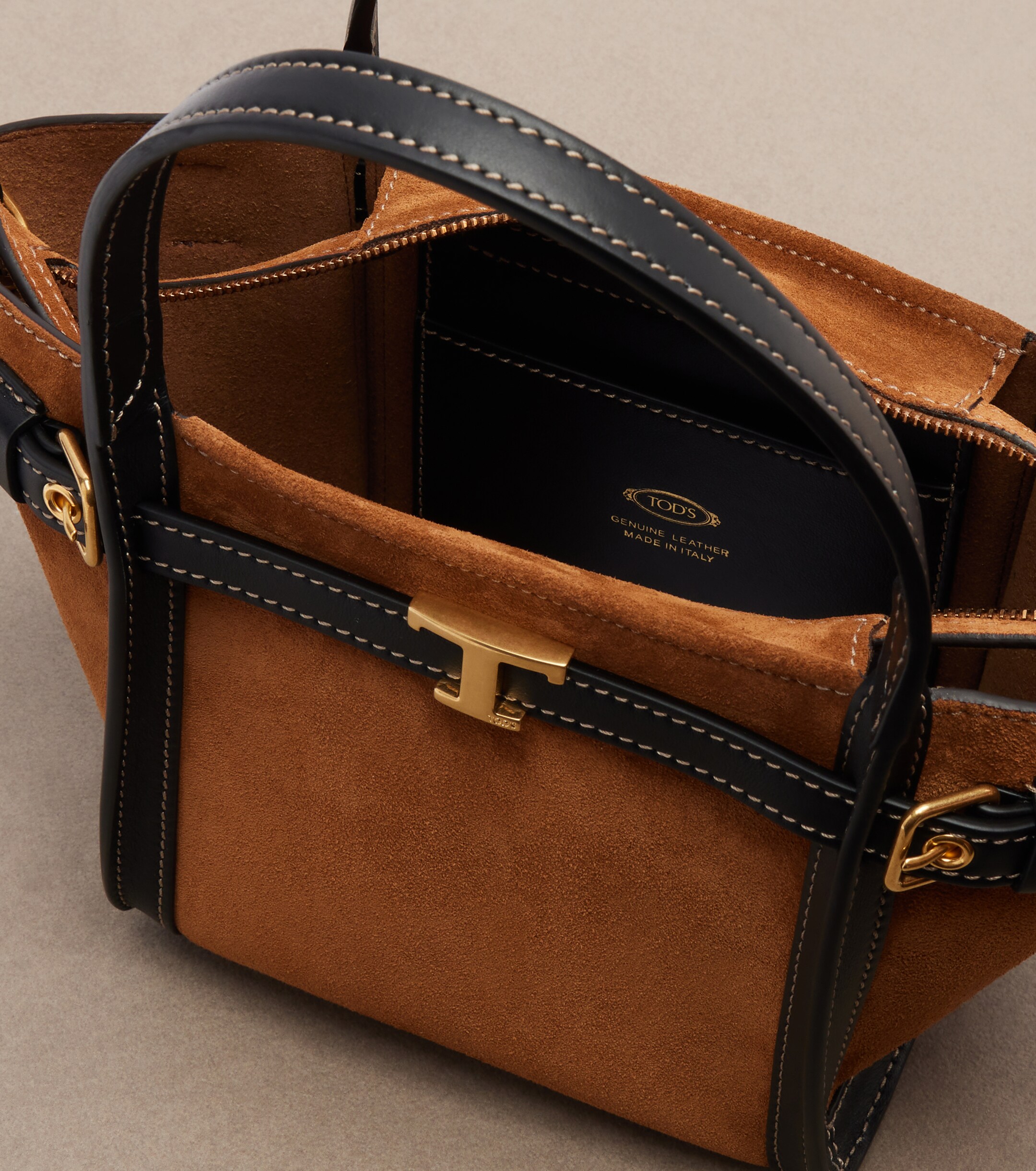 Tod's T Signature Mini suede top-handle bag