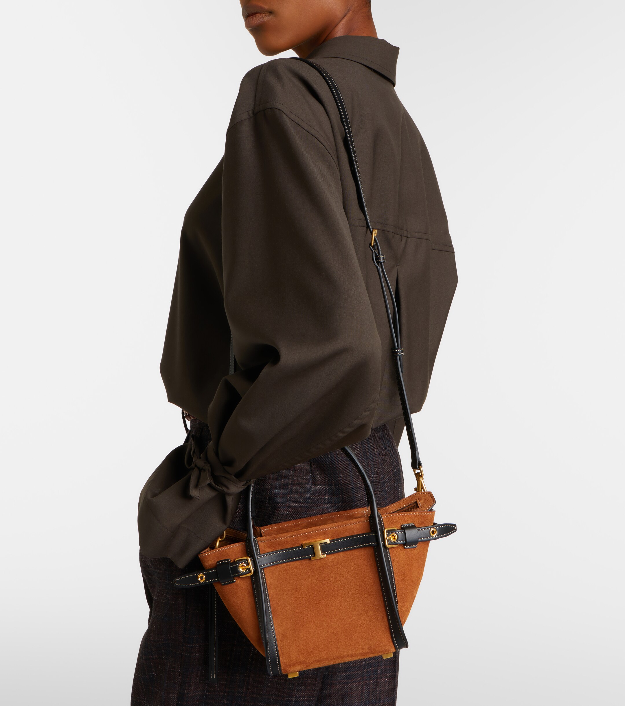 Tod's T Signature Mini suede top-handle bag