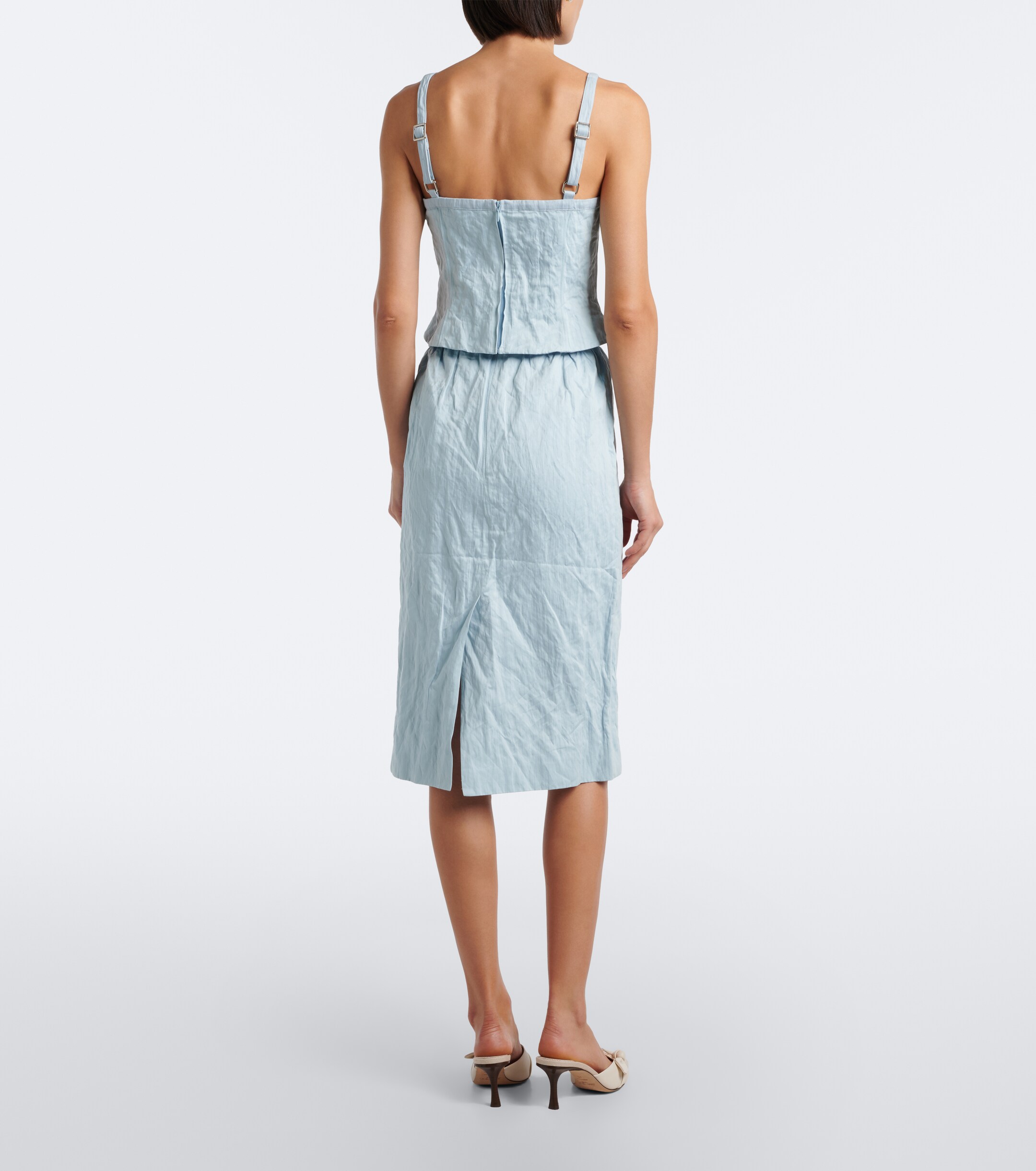 SHUSHU/TONG Shushu/Tong Bow-detail cotton-blend midi skirt