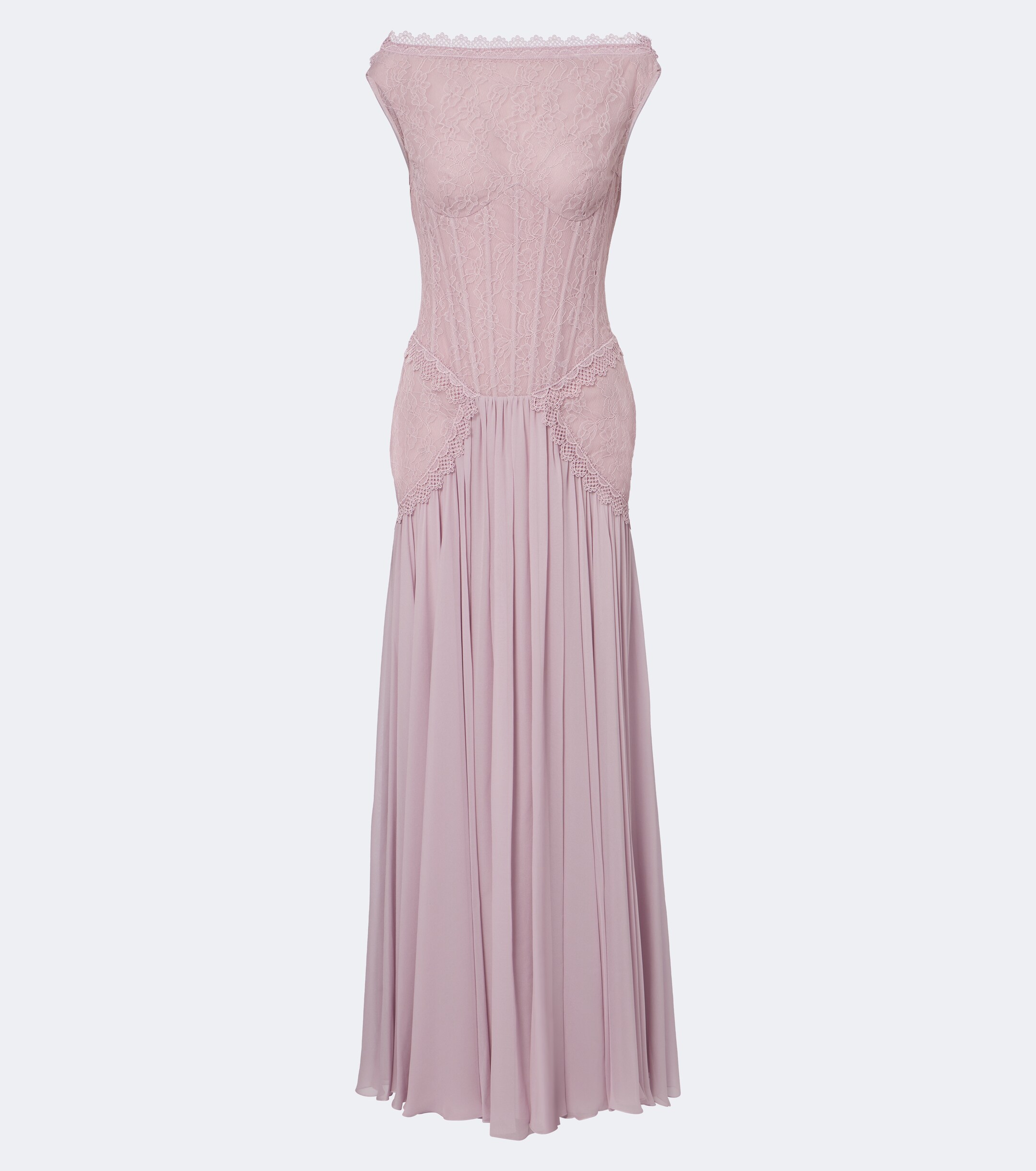 GEORGES HOBEIKA Georges Hobeika Silk-blend georgette and lace corset gown