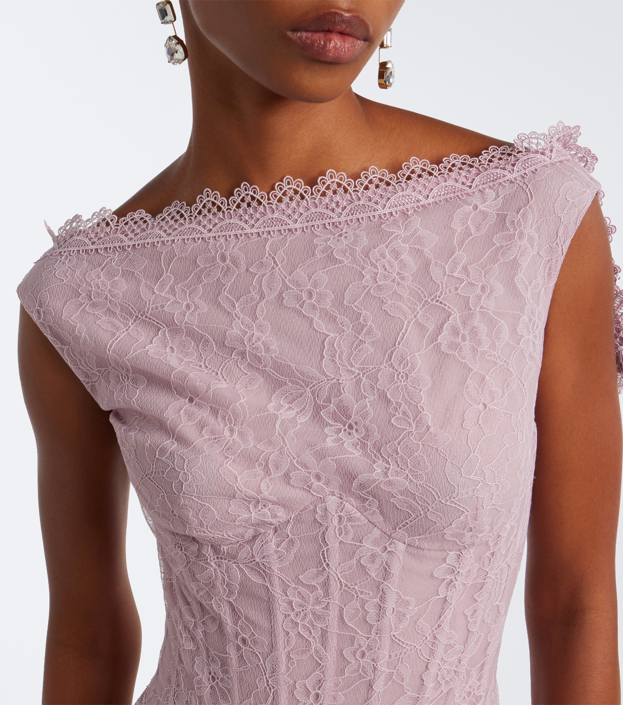 GEORGES HOBEIKA Georges Hobeika Silk-blend georgette and lace corset gown