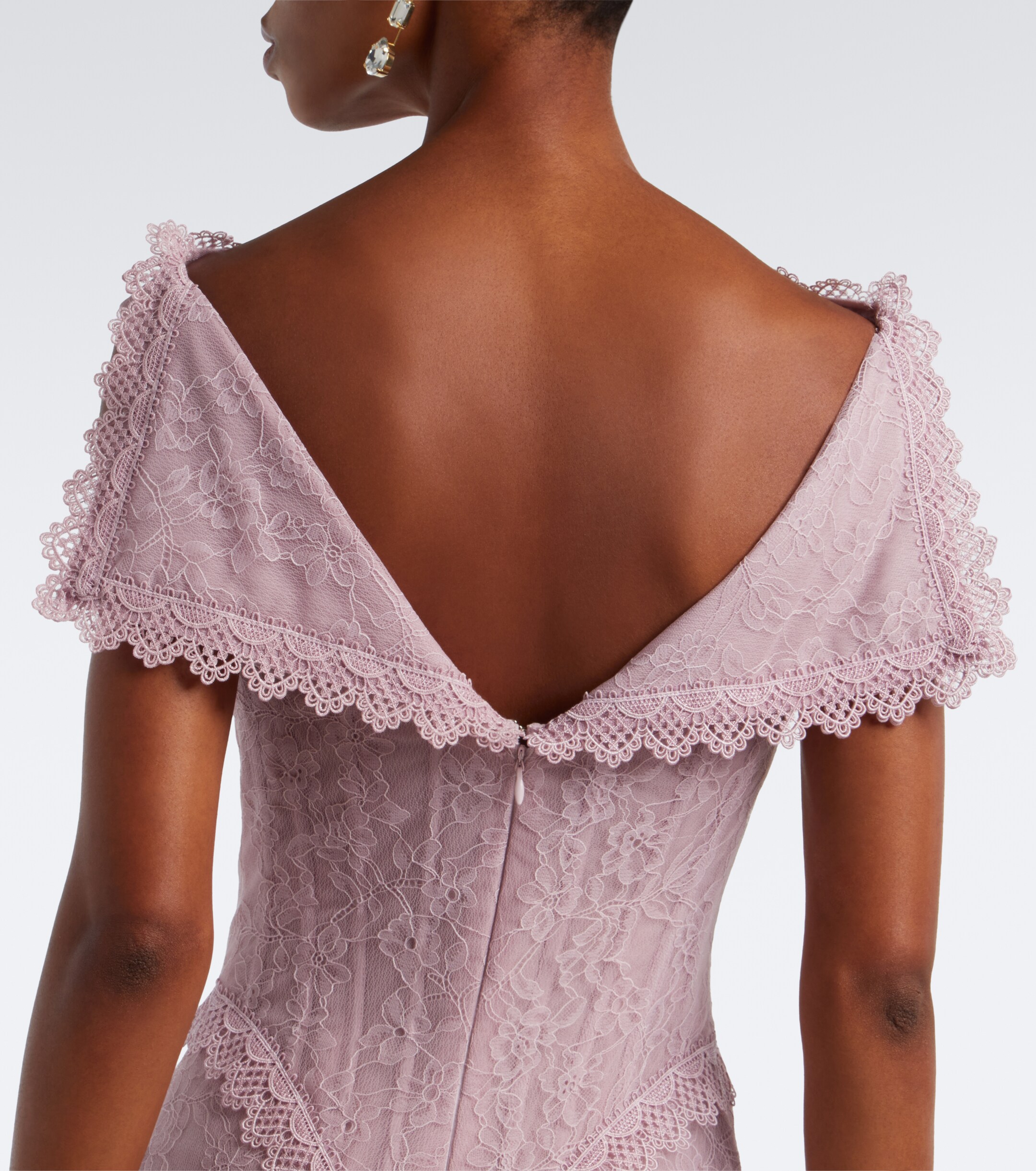 GEORGES HOBEIKA Georges Hobeika Silk-blend georgette and lace corset gown