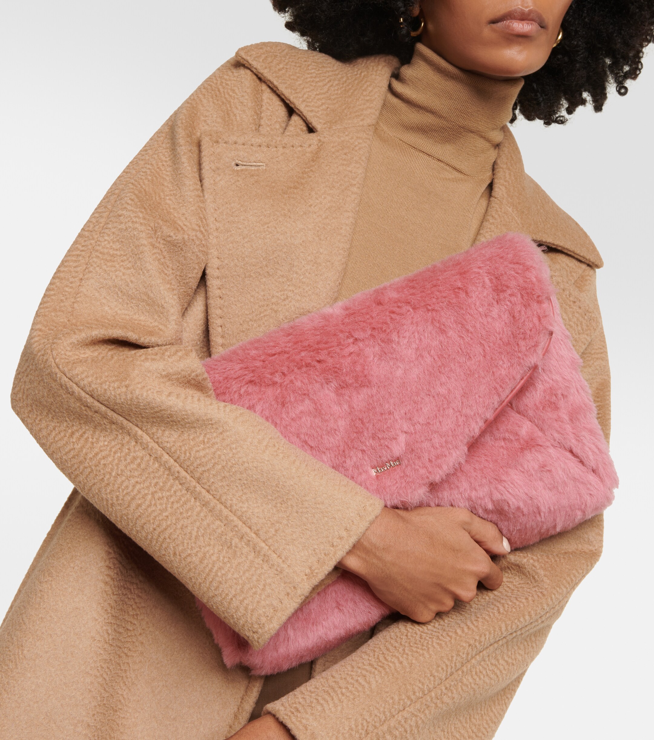 Max Mara Alpaca, wool, and silk teddy clutch