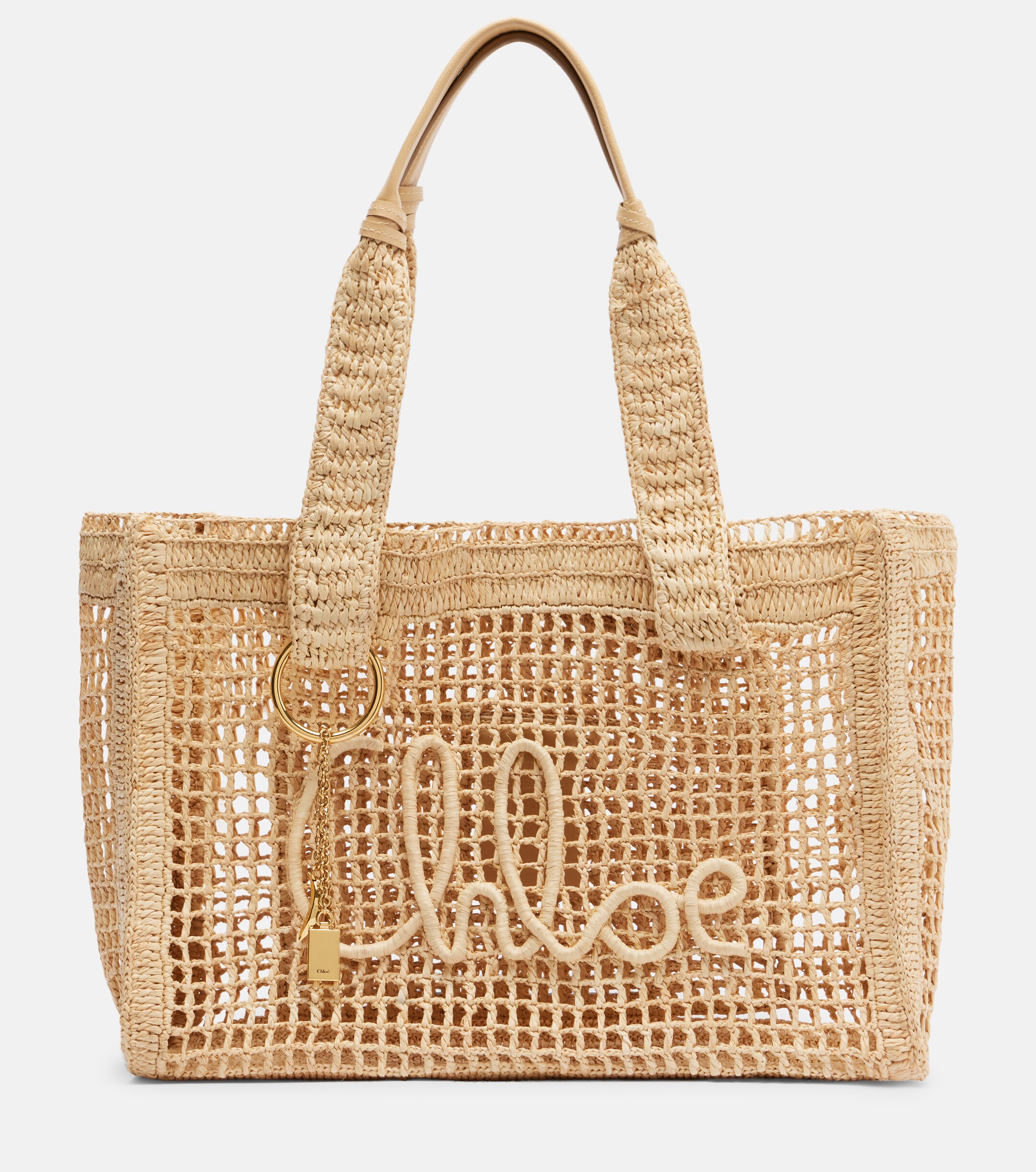Chloé Summer Banana East-West raffia tote bag