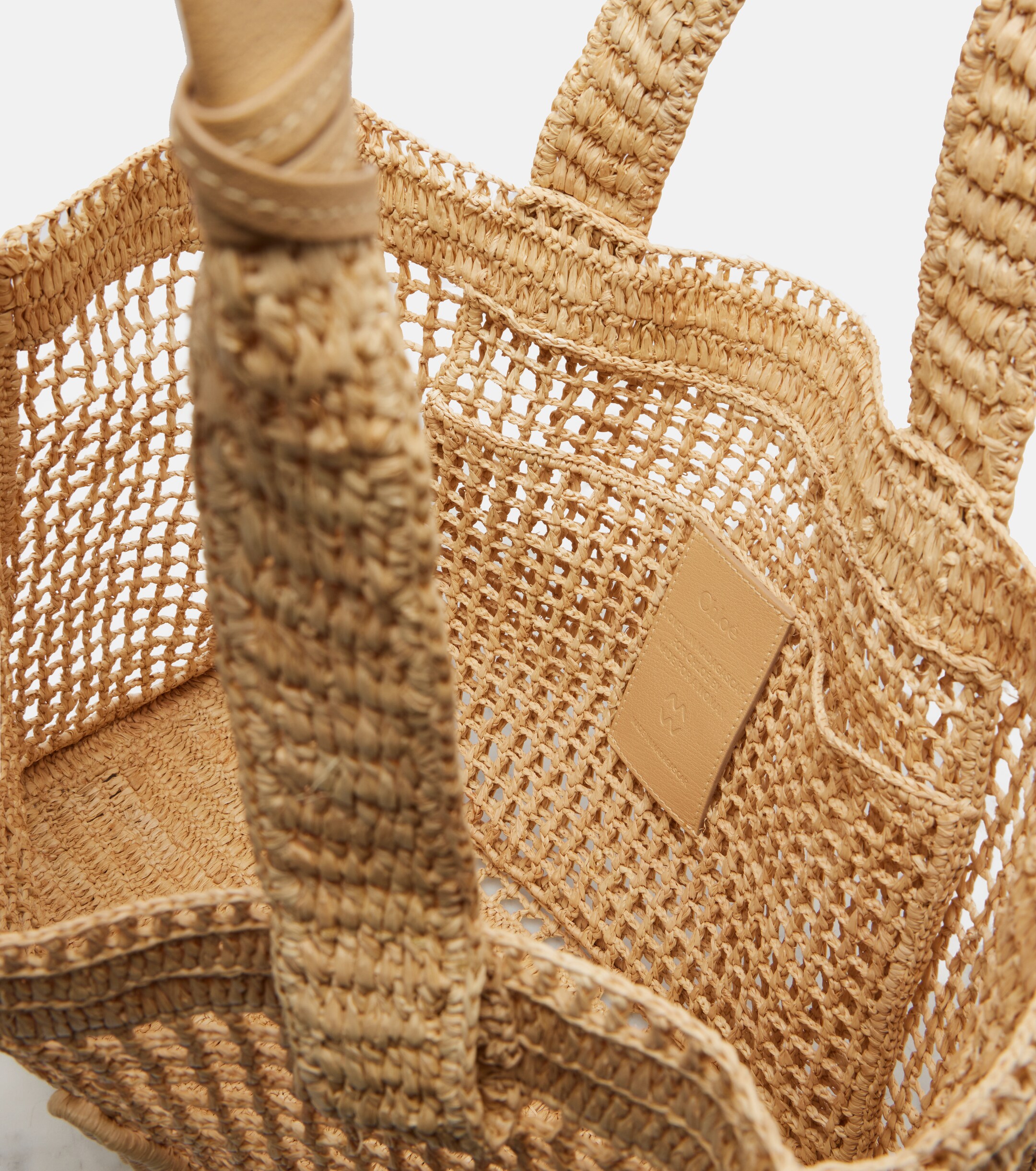 Chloé Summer Banana East-West raffia tote bag