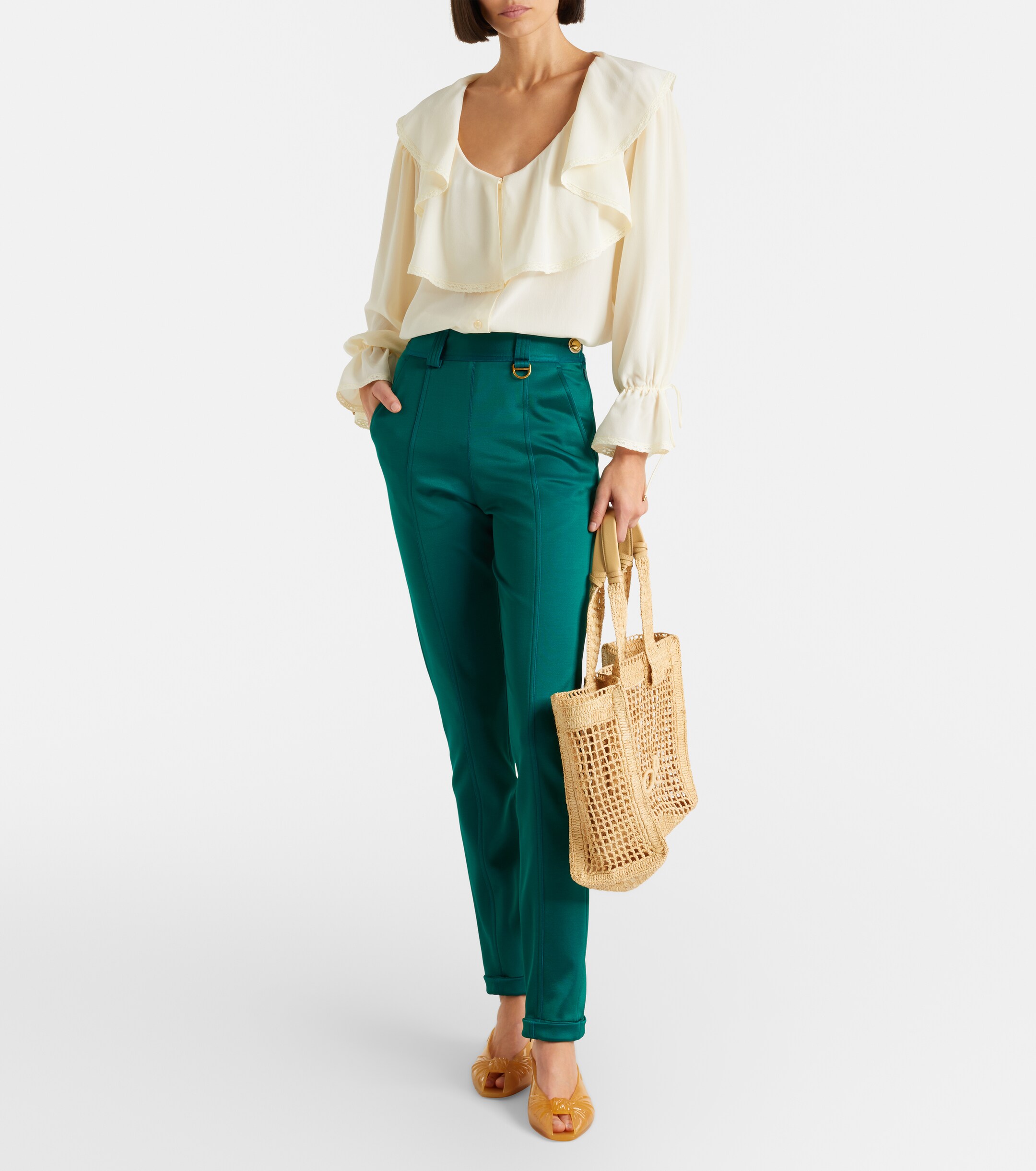 Chloé Summer Banana East-West raffia tote bag