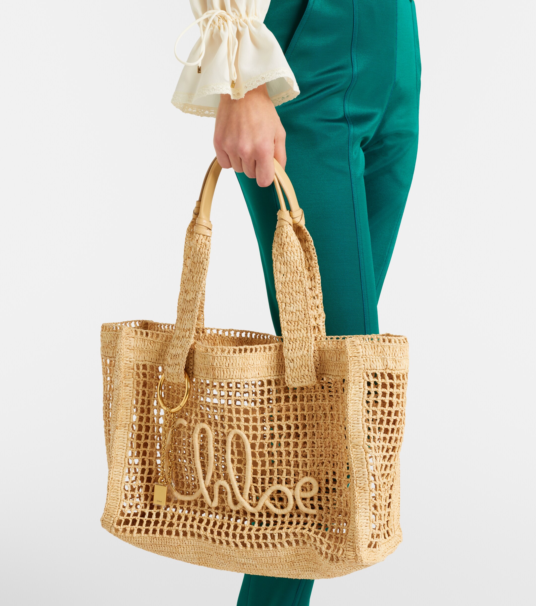 Chloé Summer Banana East-West raffia tote bag