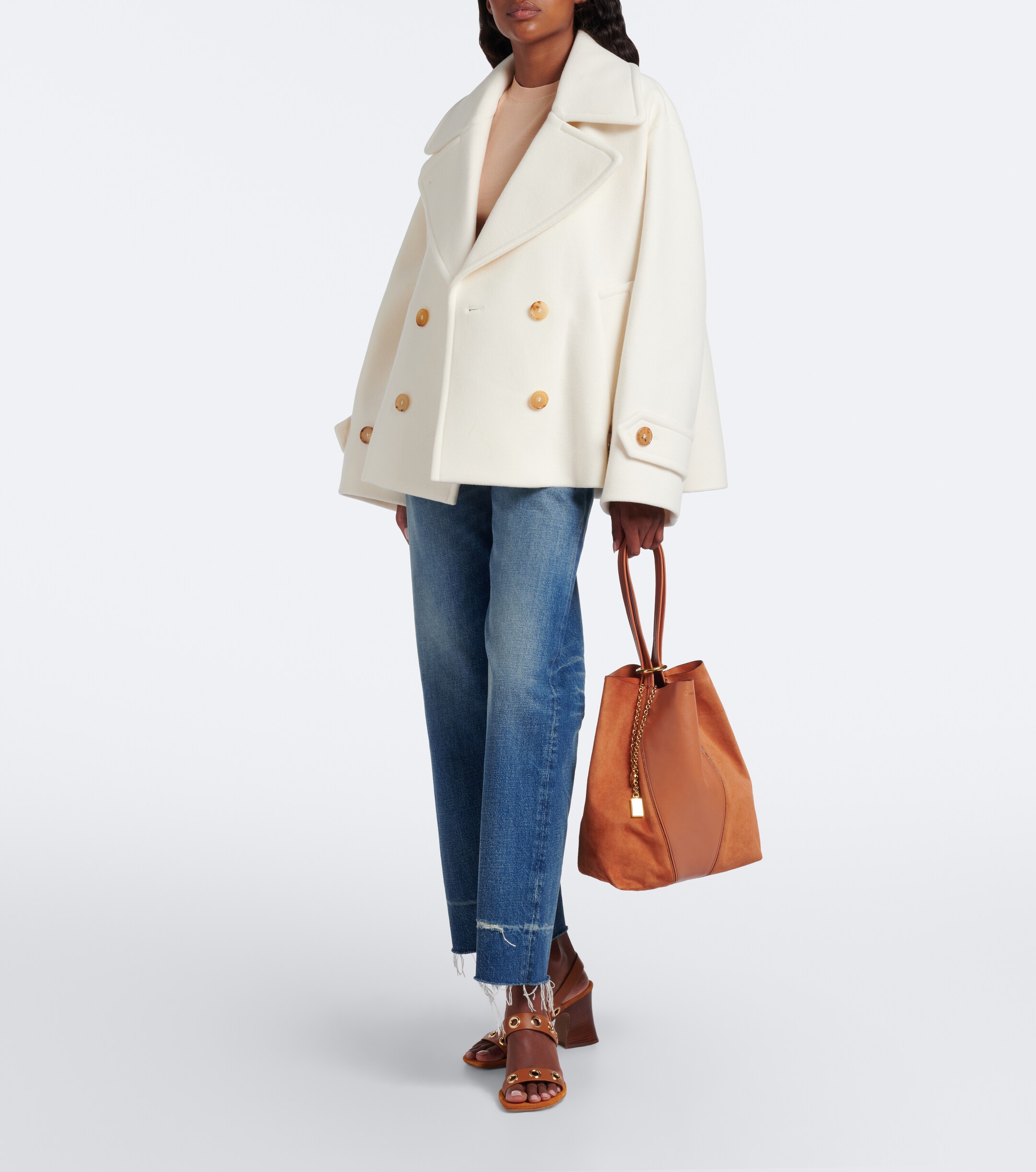 Chloé Chloé Spin Medium leather and suede tote bag
