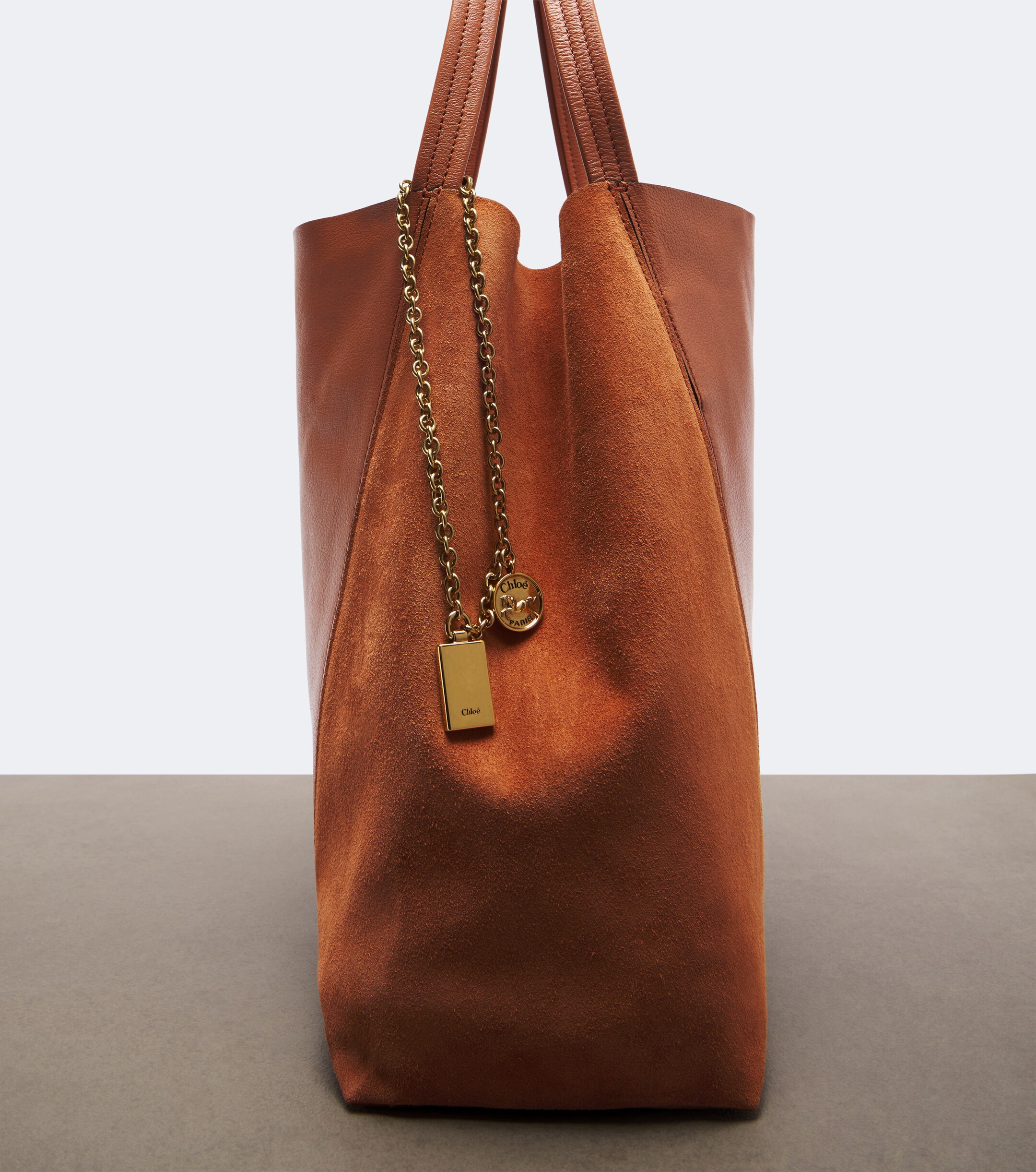 Chloé Chloé Spin Medium leather and suede tote bag