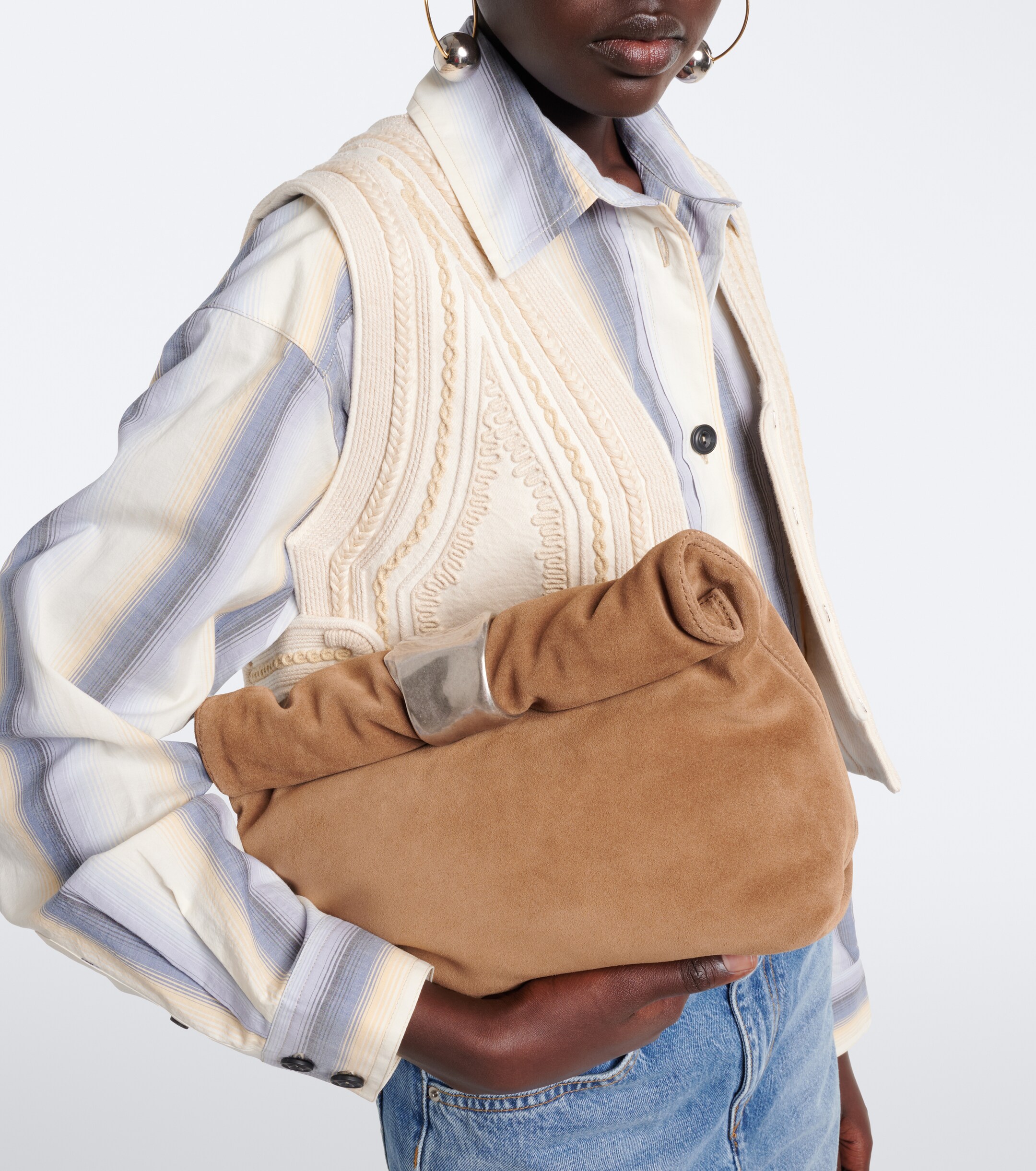 Staud Puff Small suede clutch