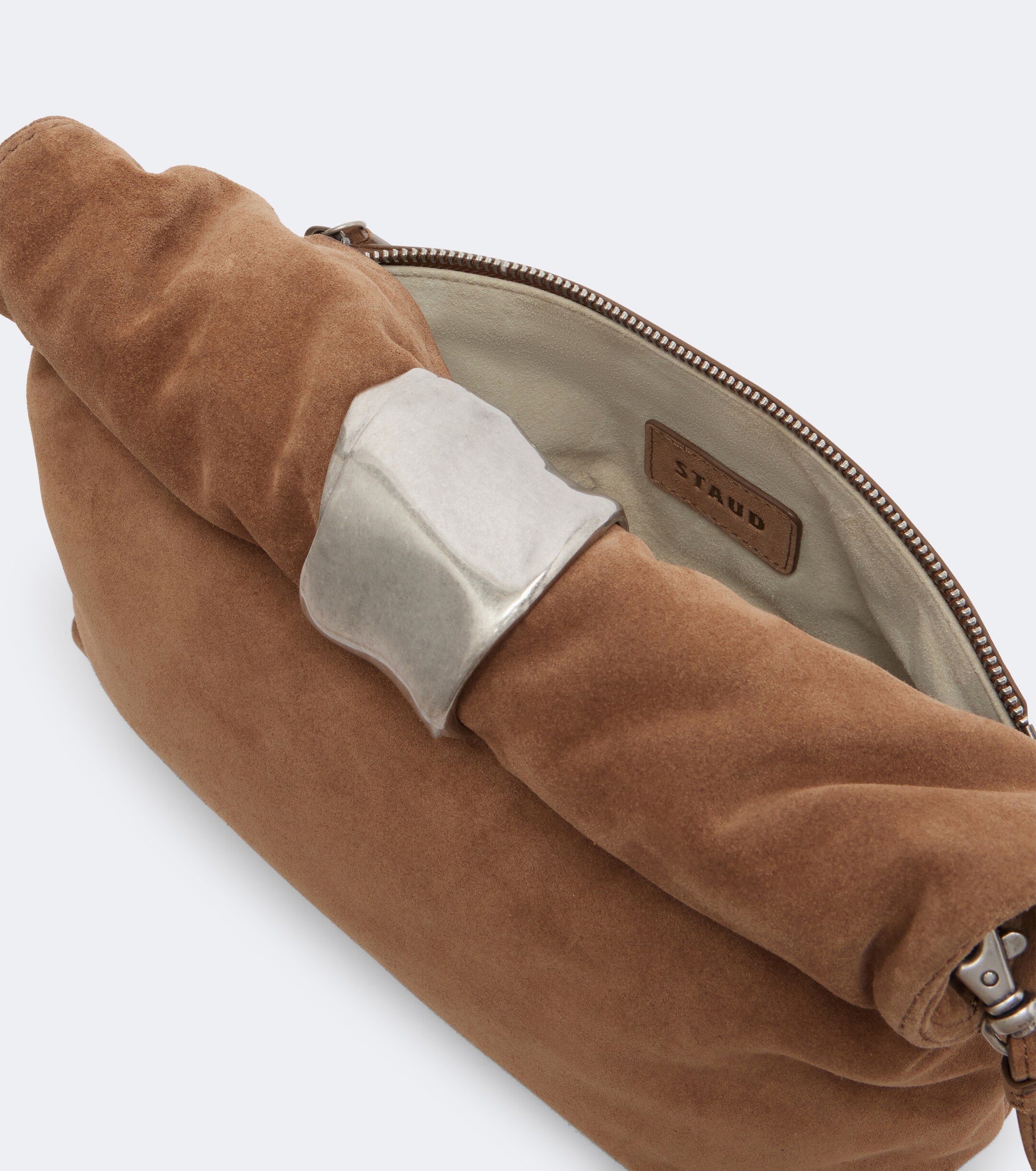 Staud Puff Small suede clutch