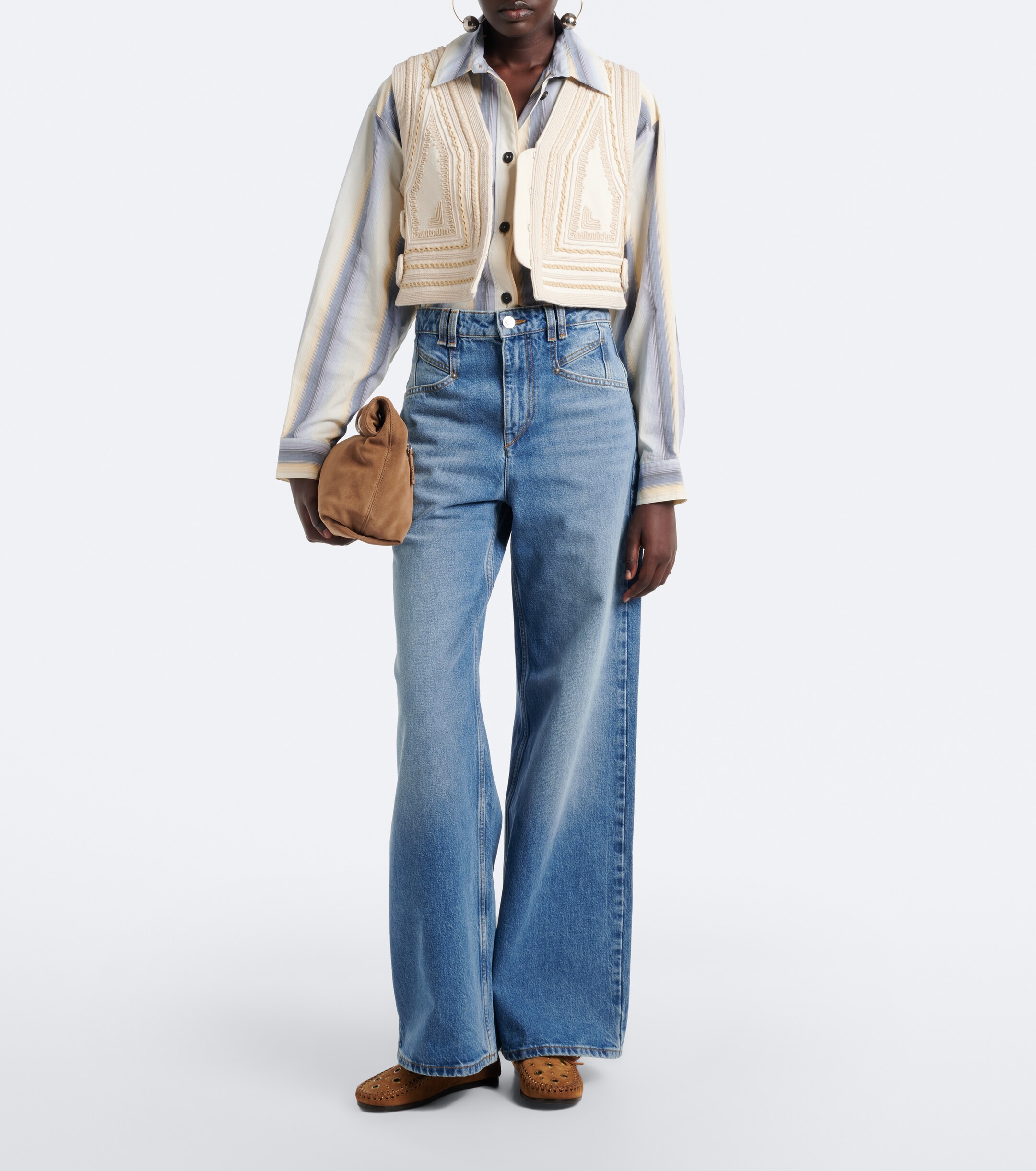 Staud Puff Small suede clutch